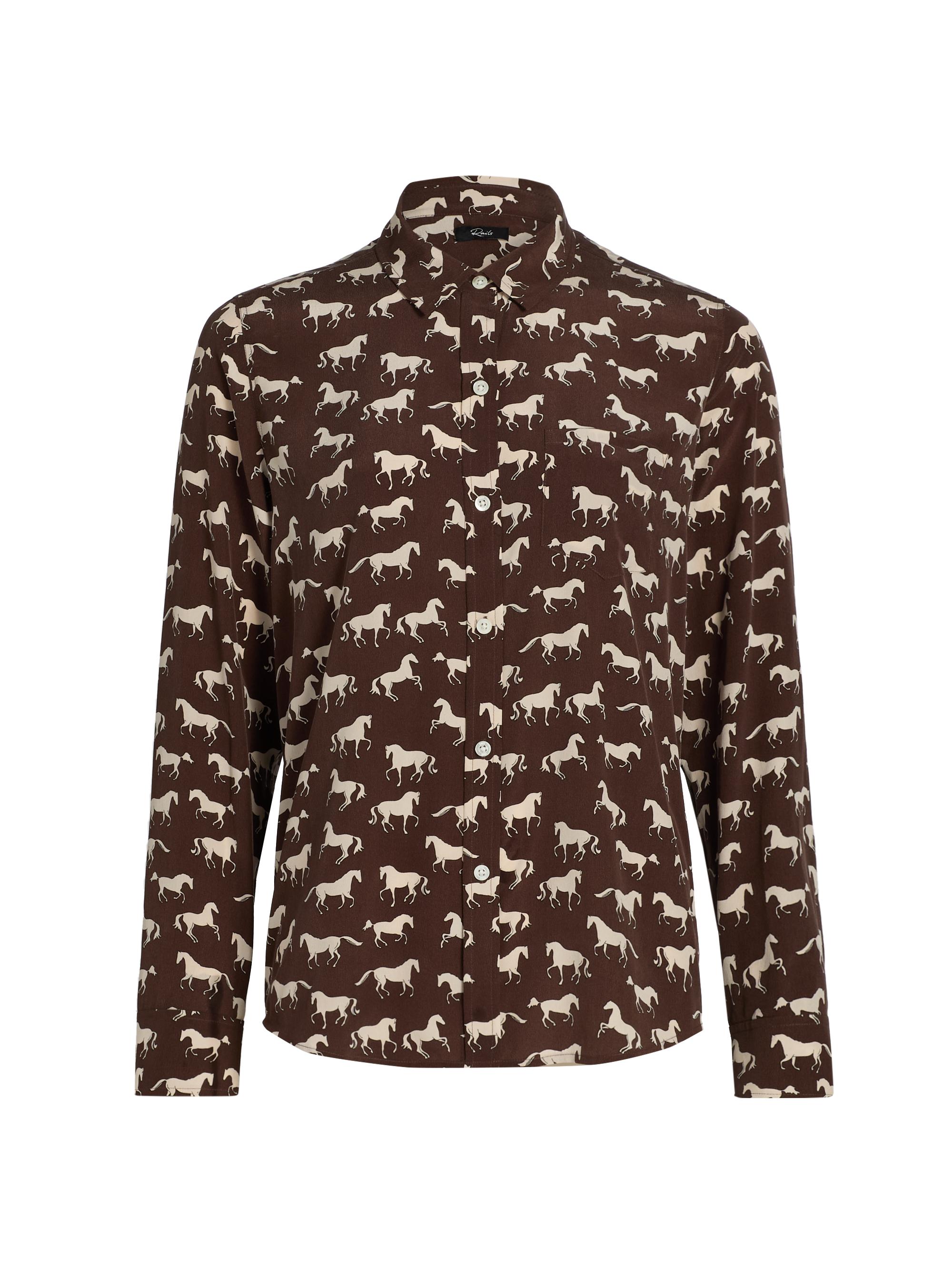 Rails Women's Kate Printed Silk Shirt -  Horses