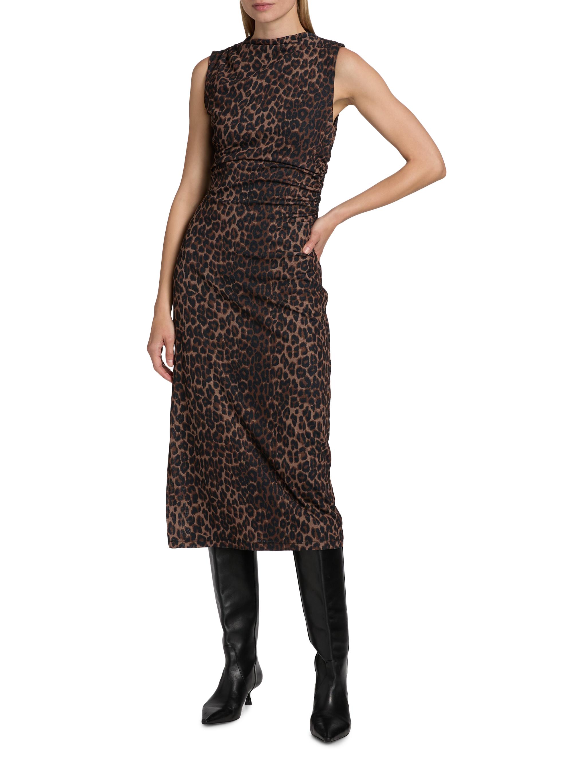 Rails Rebecca Leopard Print Ruched Midi-Dress | Saks Fifth Avenue
