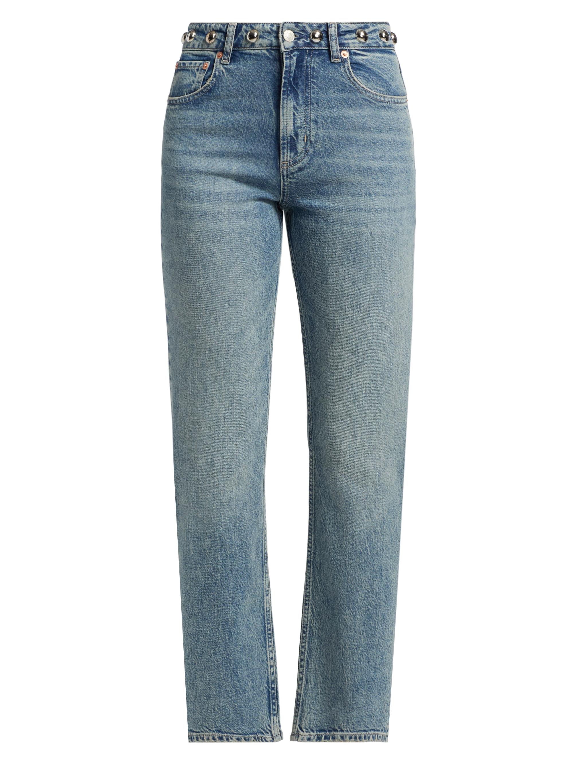 Rails Women's Topanga Stud High-Rise Straight Ankle Jeans - Desert Sky Studded
