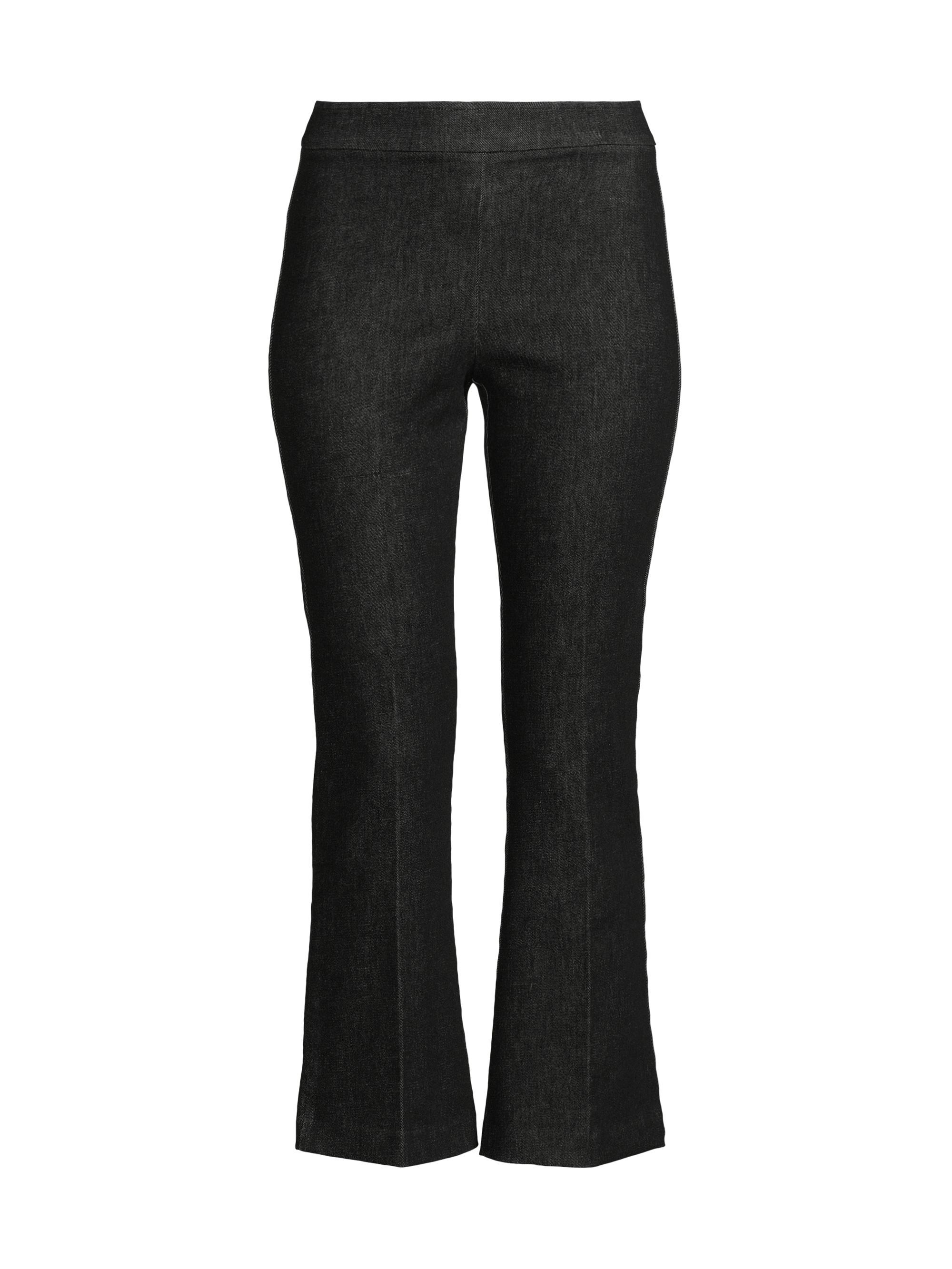 Avenue Montaigne Women's Stretch Denim Cropped Flare Pants - Black Denim
