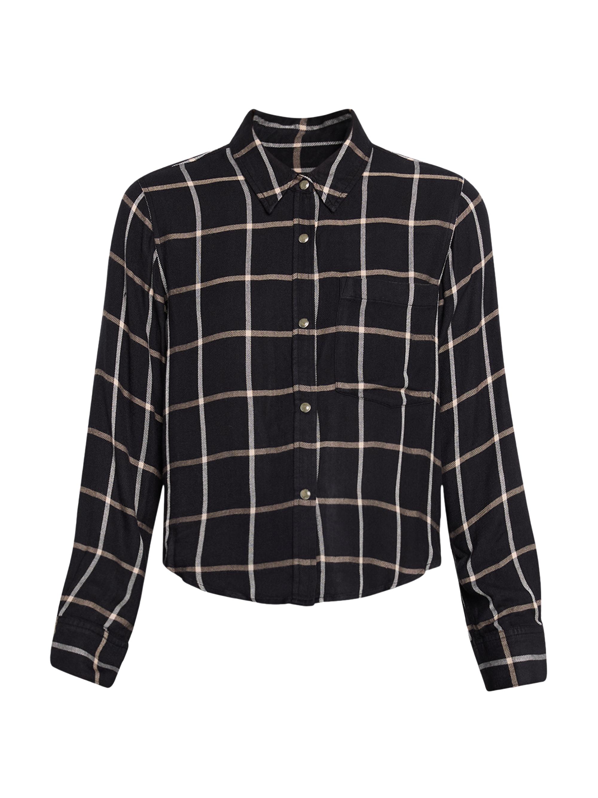 Rails Women's Malin Plaid Cropped Boxy Shirt - Onyx Sand Birch