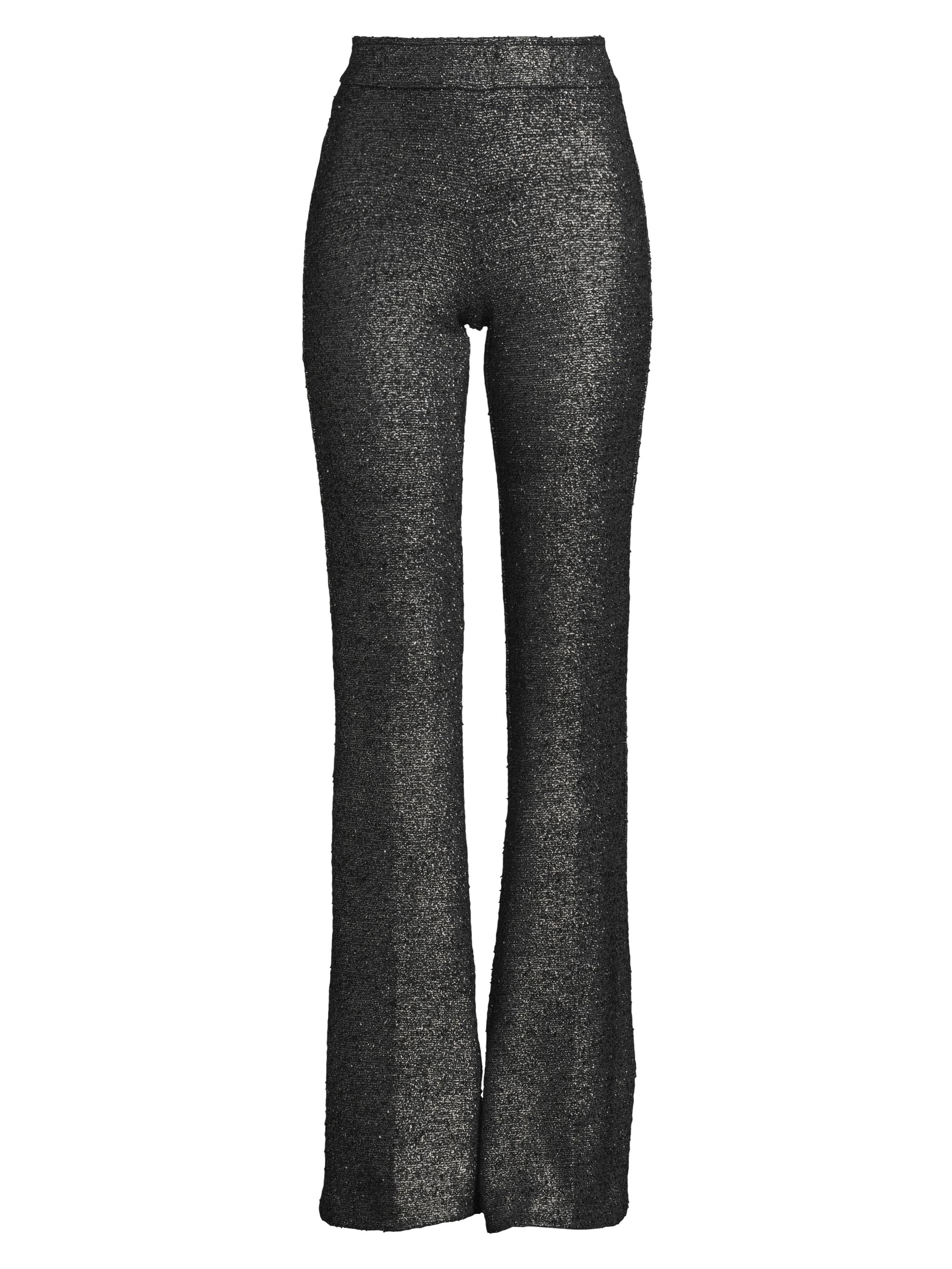 Avenue Montaigne Women's  Metallic Stretch Flared Pants - Platinum