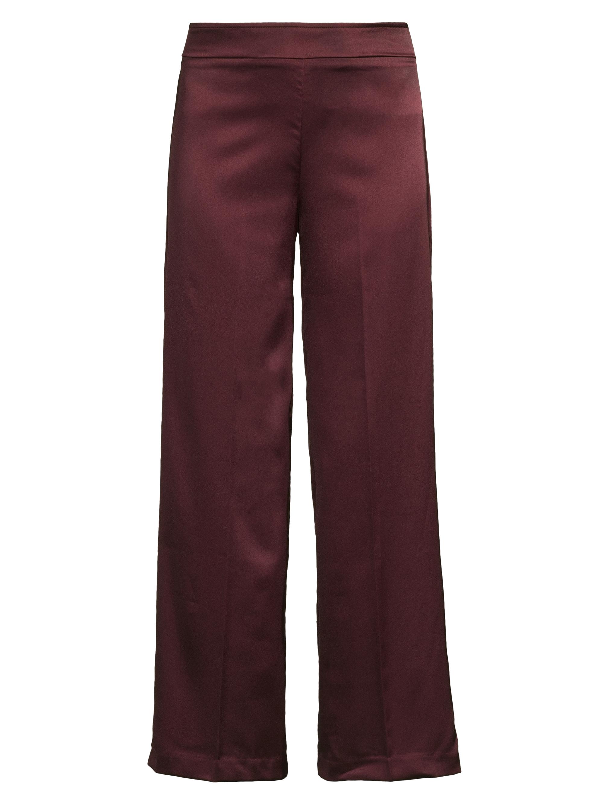 Avenue Montaigne Women's  Stretch Satin Wide-Leg Pants - Scarlet