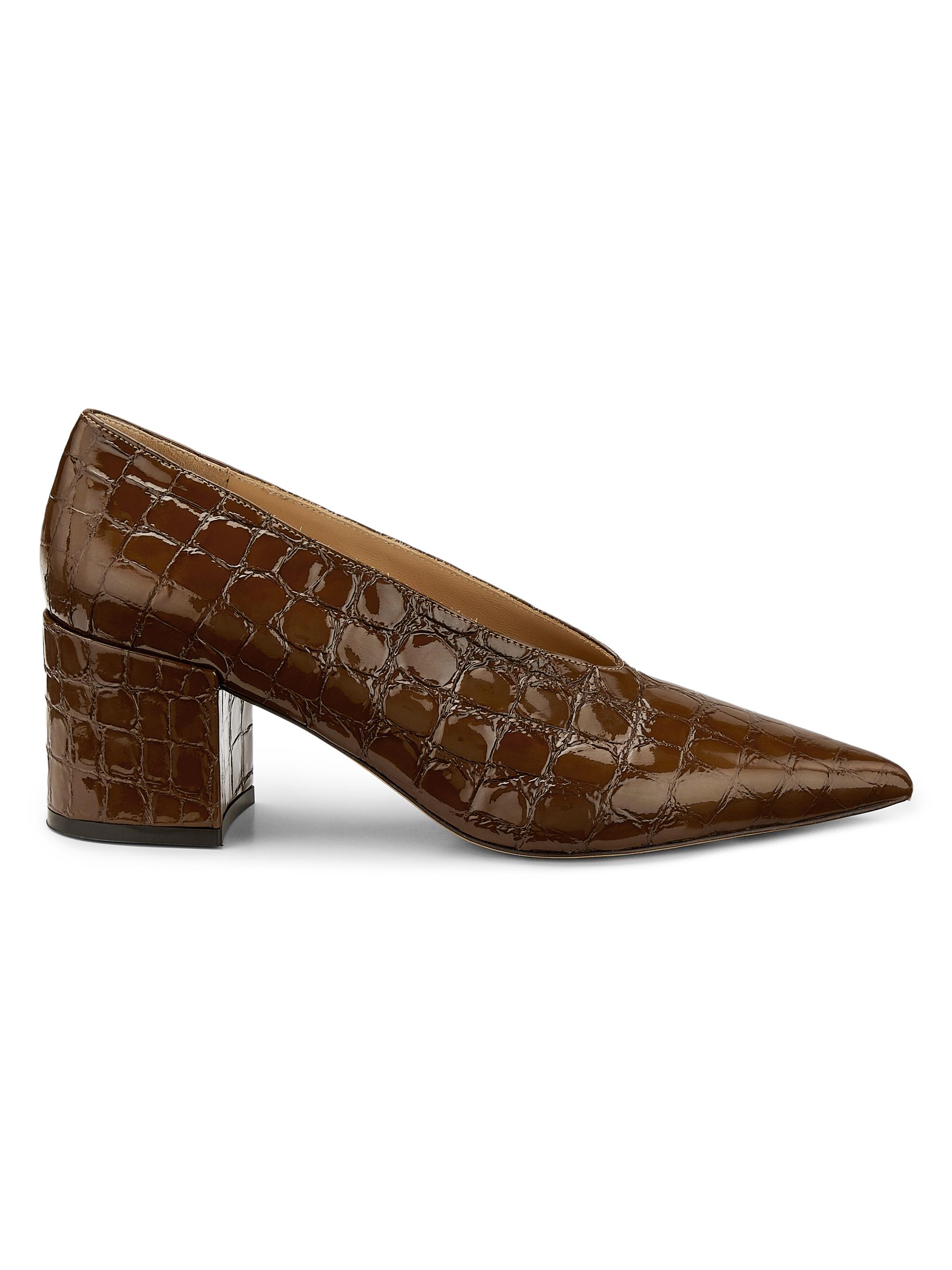 Ulla Johnson Women's Polline 65MM Croc-Embossed Leather Pumps - Dark Brown