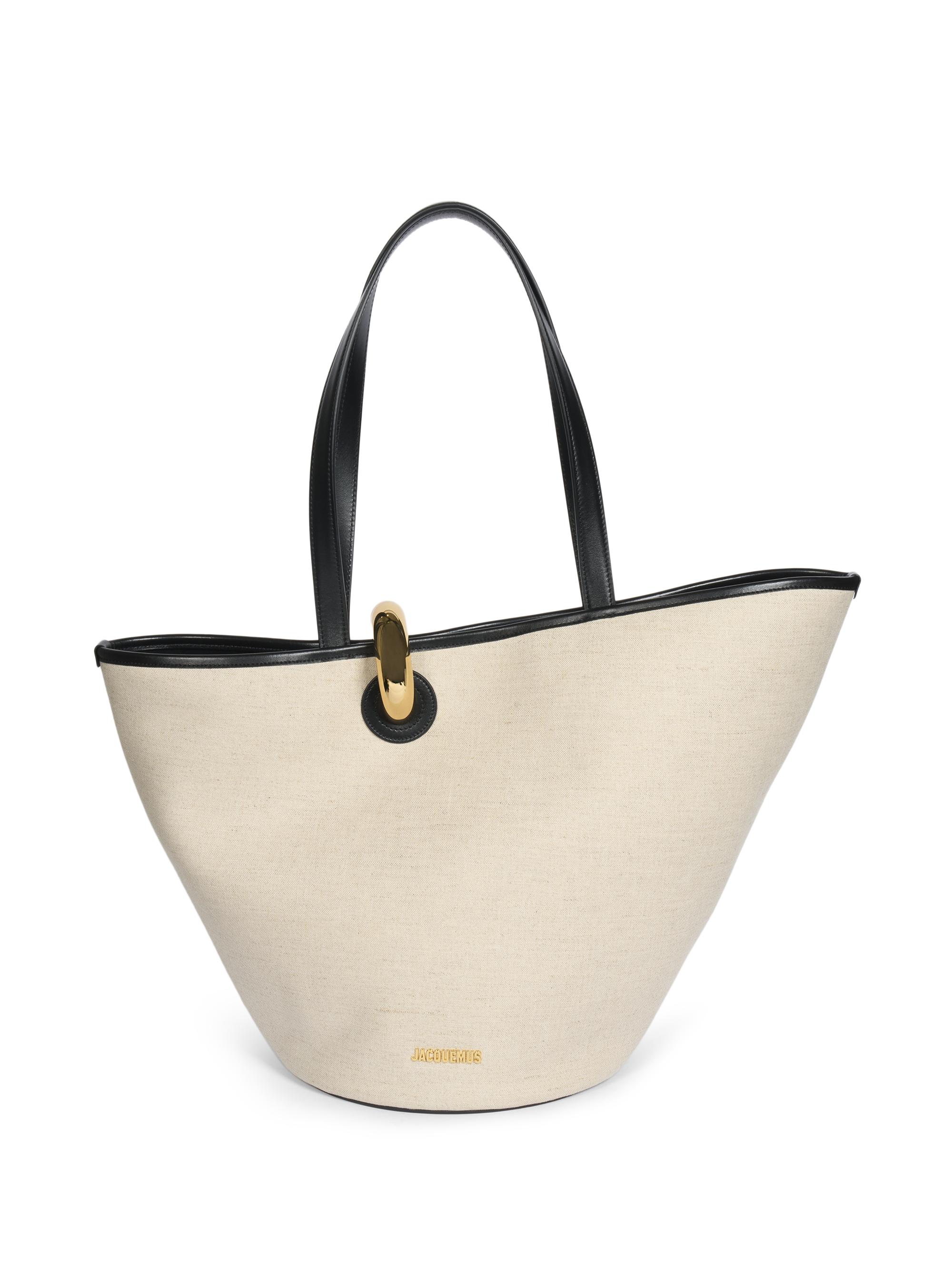 Jacquemus Women's Le Bambola Canvas Bucket Bag - Light Greige Black