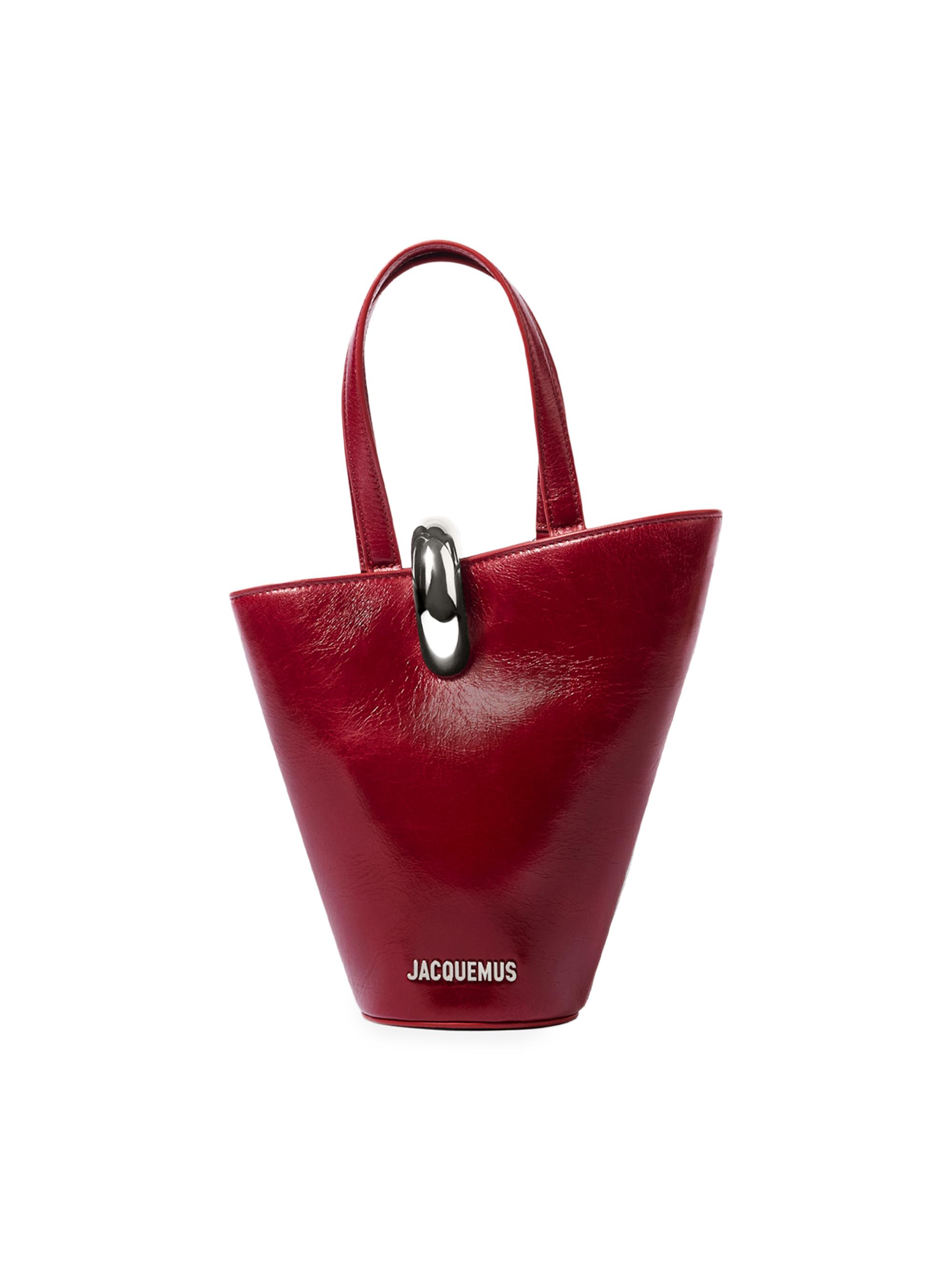 Jacquemus Women's Le Petit Bambola Leather Bucket Bag - Burgundy