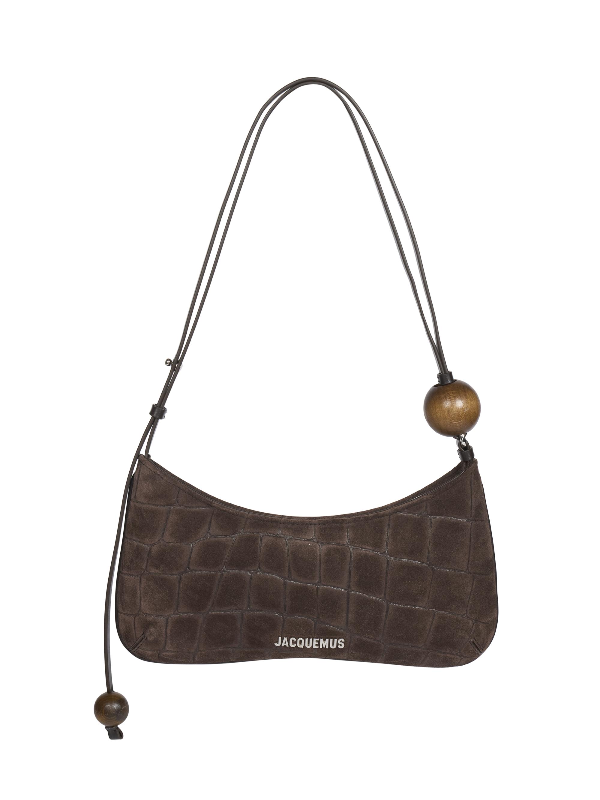 Jacquemus Women's Le Grand Bisou Perle Croc-Embossed Suede Shoulder Bag - Dark Brown