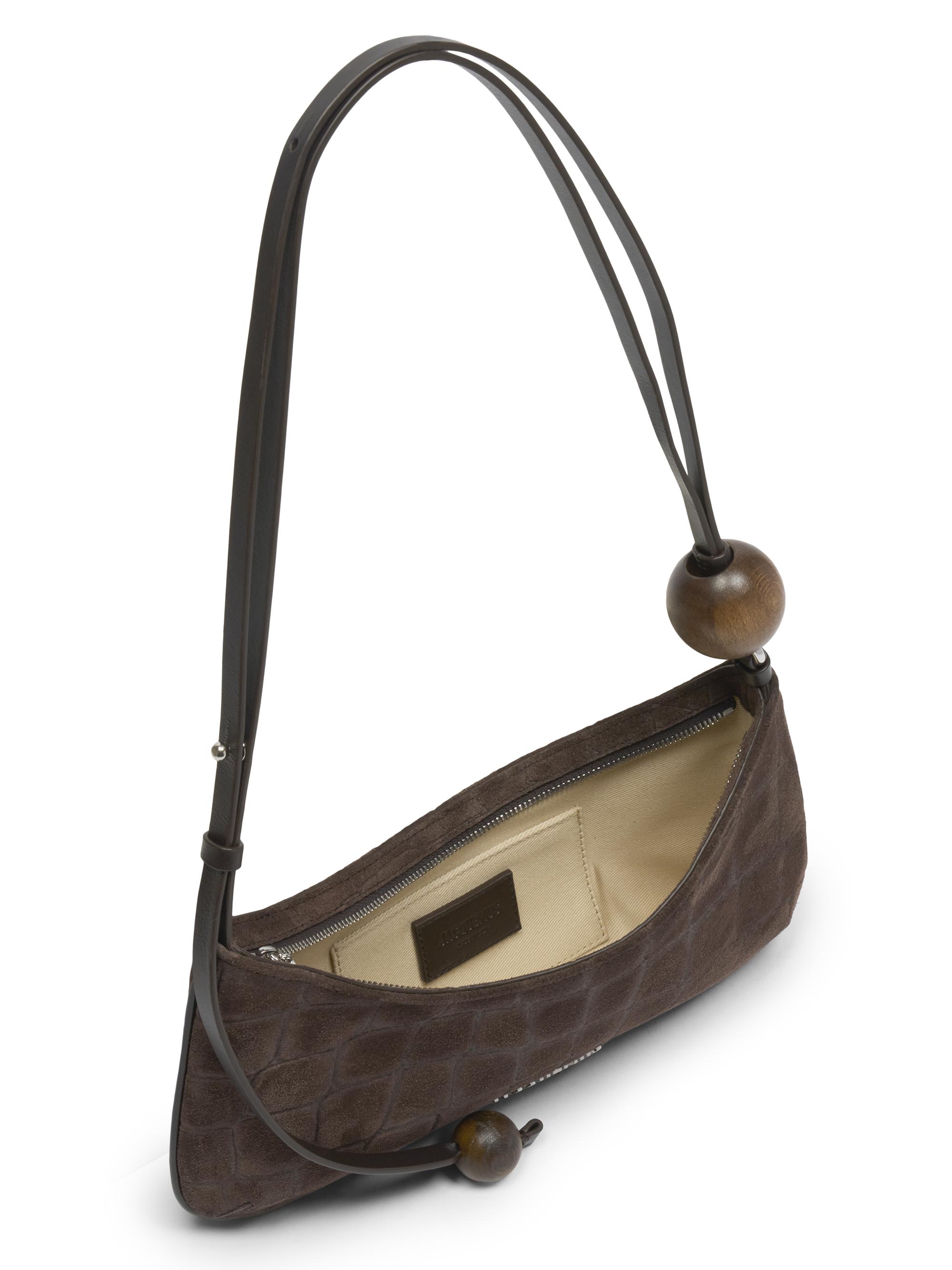 Le Grand Bisou Perle Croc-Embossed Suede Shoulder Bag