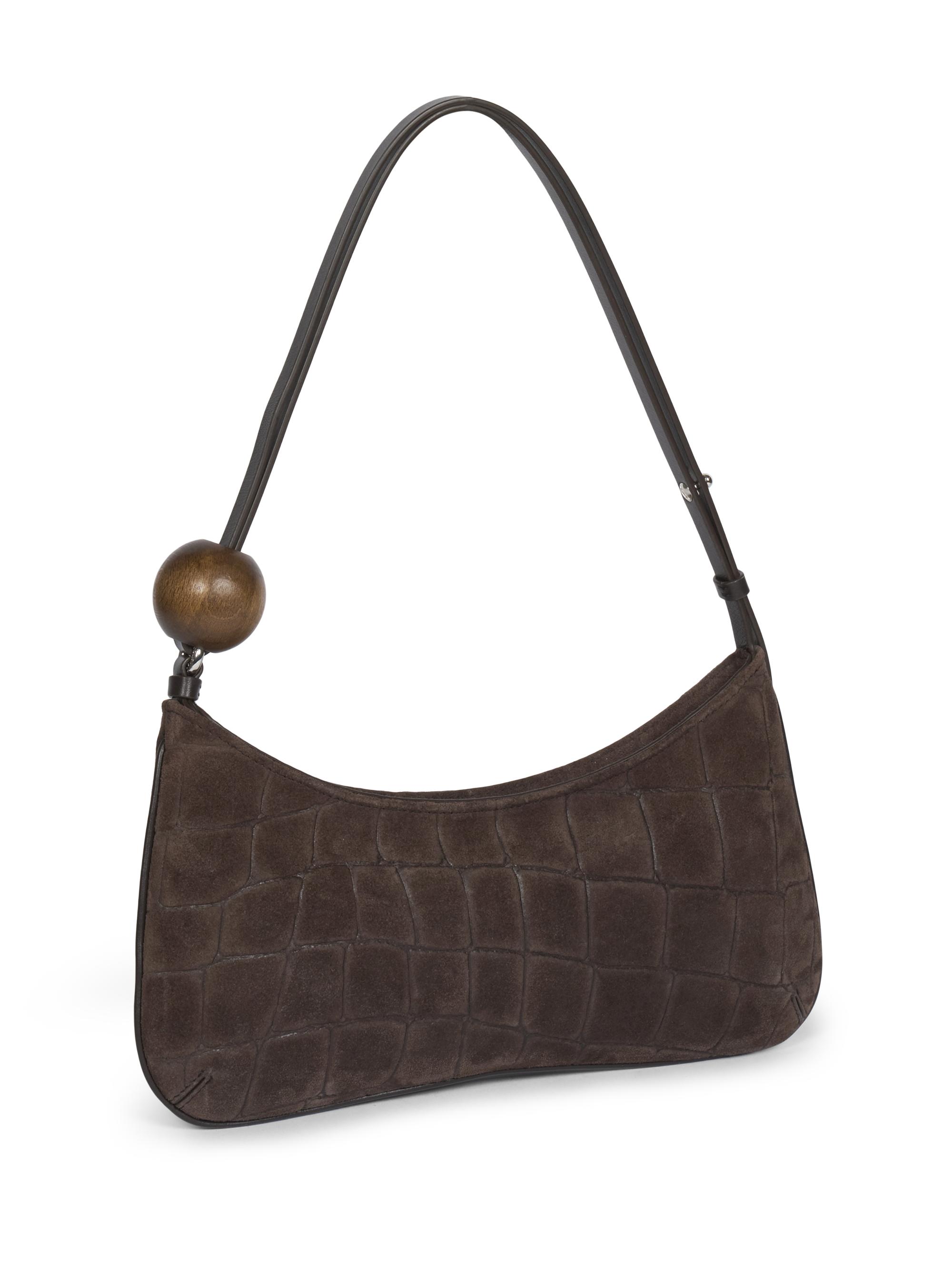 Le Grand Bisou Perle Croc-Embossed Suede Shoulder Bag