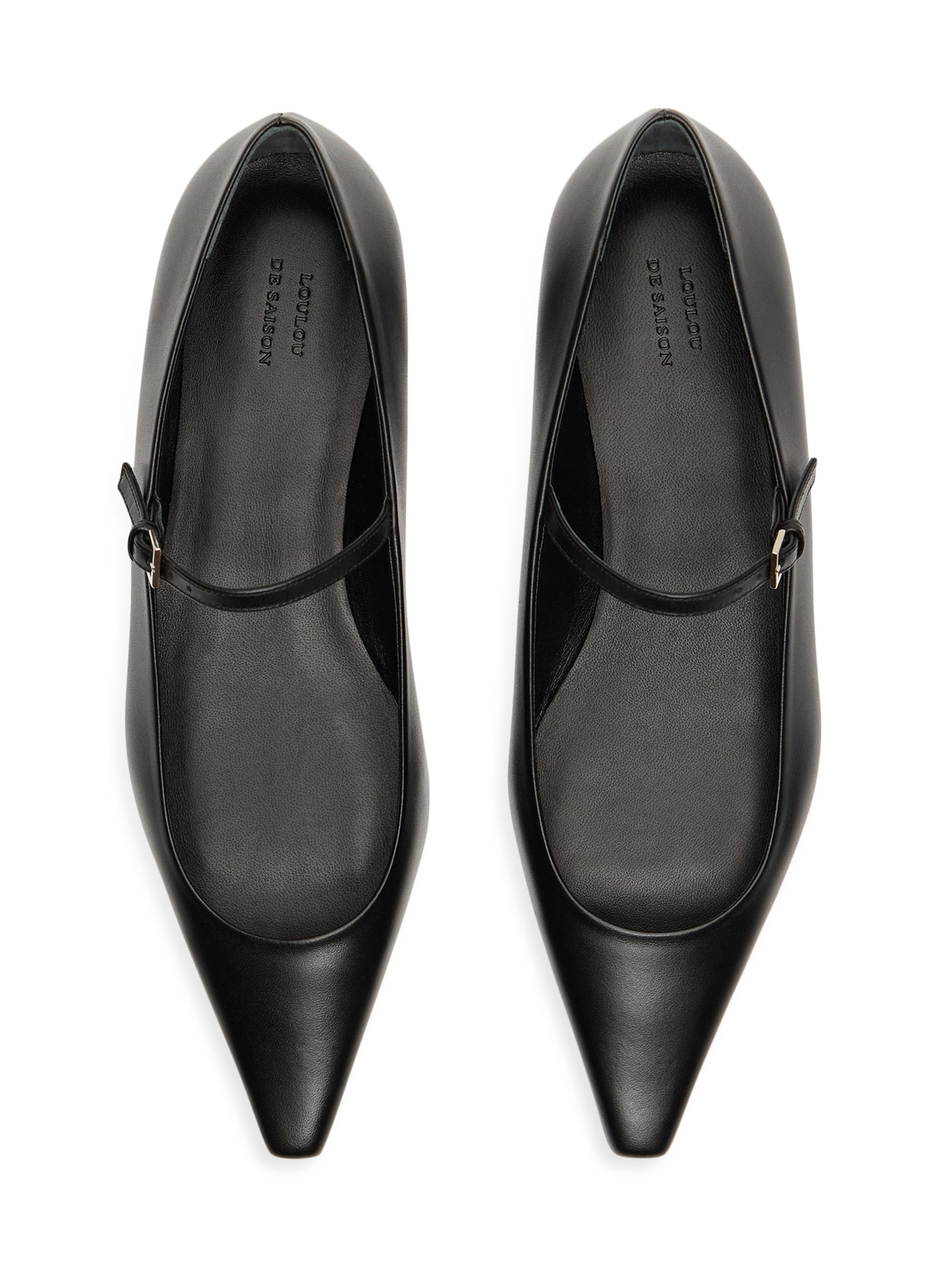 Loulou de Saison Alice Sharp Leather Ballerina Flats | Saks Fifth