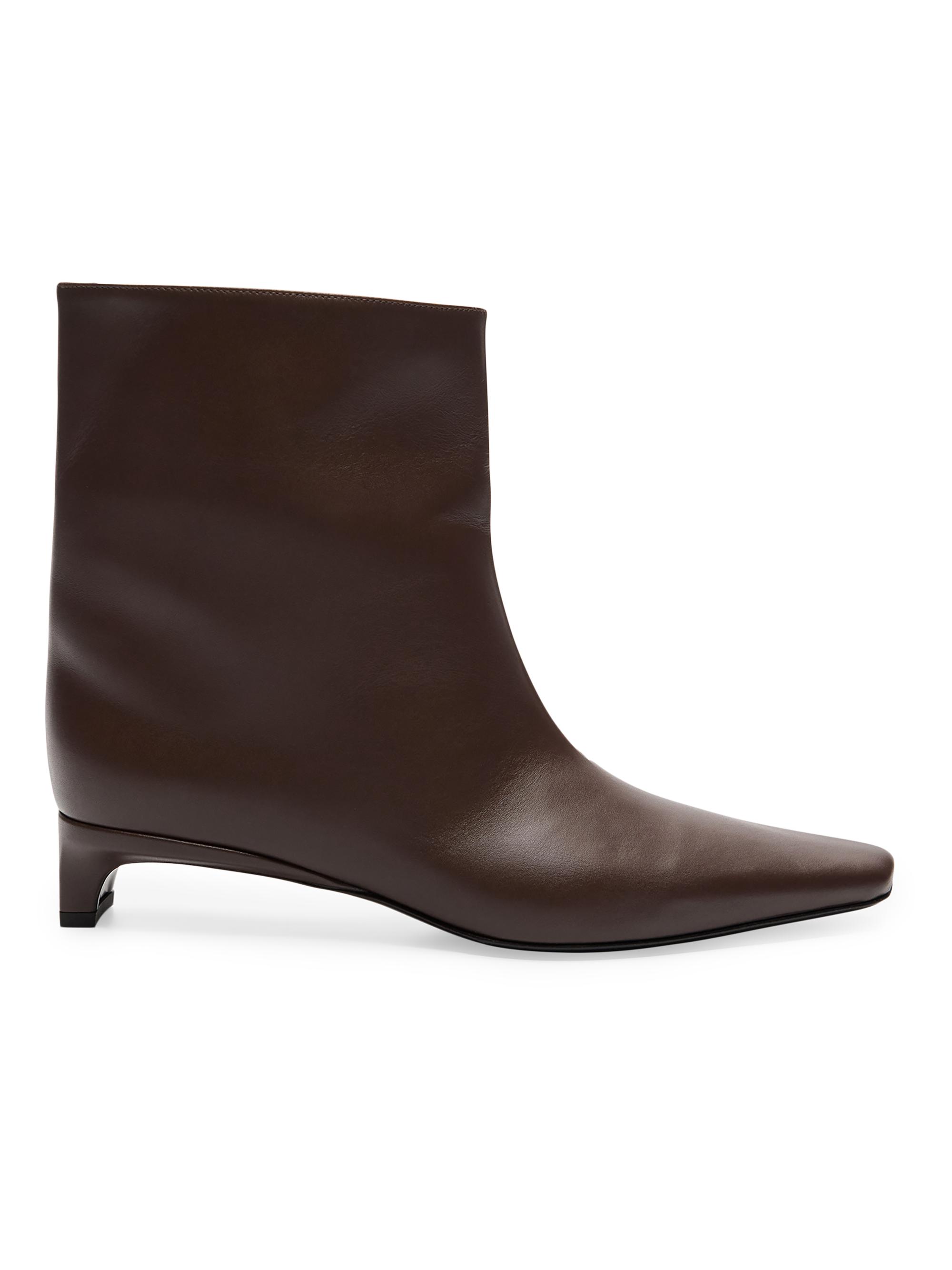 Loulou de Saison Women's Celine 35MM Snip-Toe Leather Ankle Boots - Brown