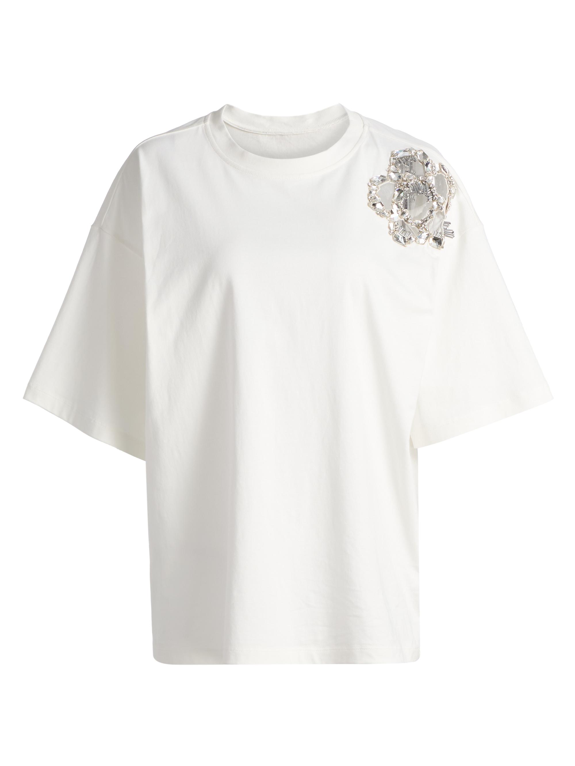 Area Women's Crystal Cluster Flower T-Shirt - White