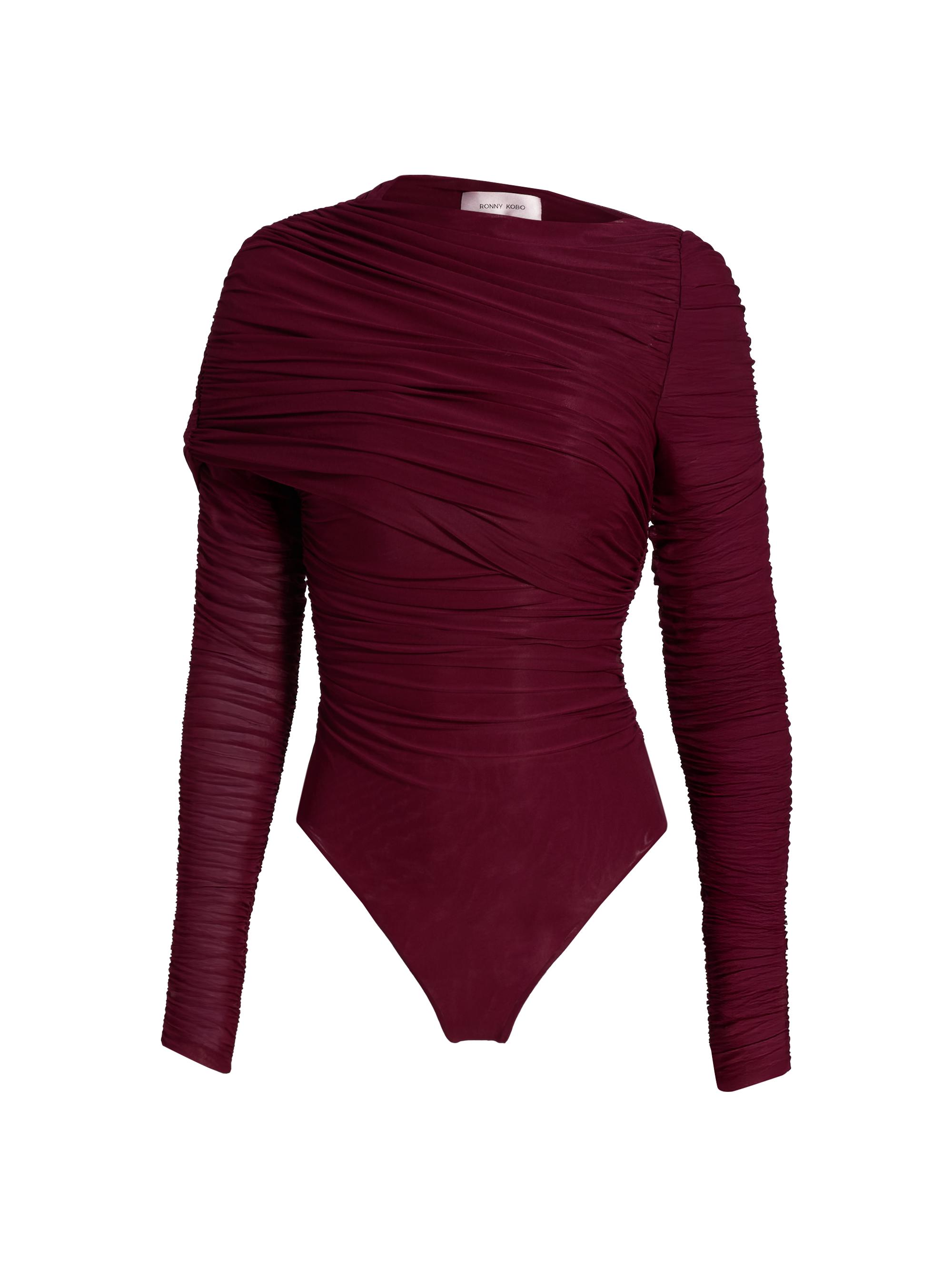 Ronny Kobo Women's Zarina Draped Bodysuit - Port