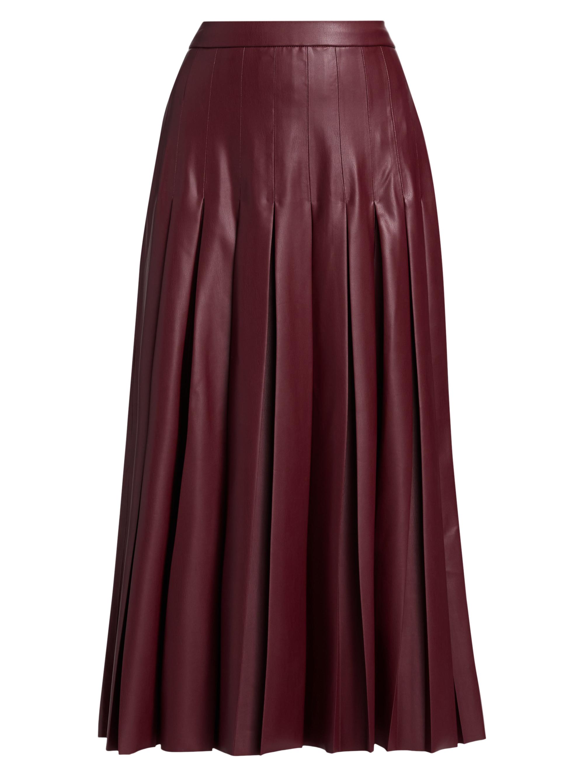 Ronny Kobo Women's Arlette Faux Leather Pleated Midi-Skirt - Port Royale