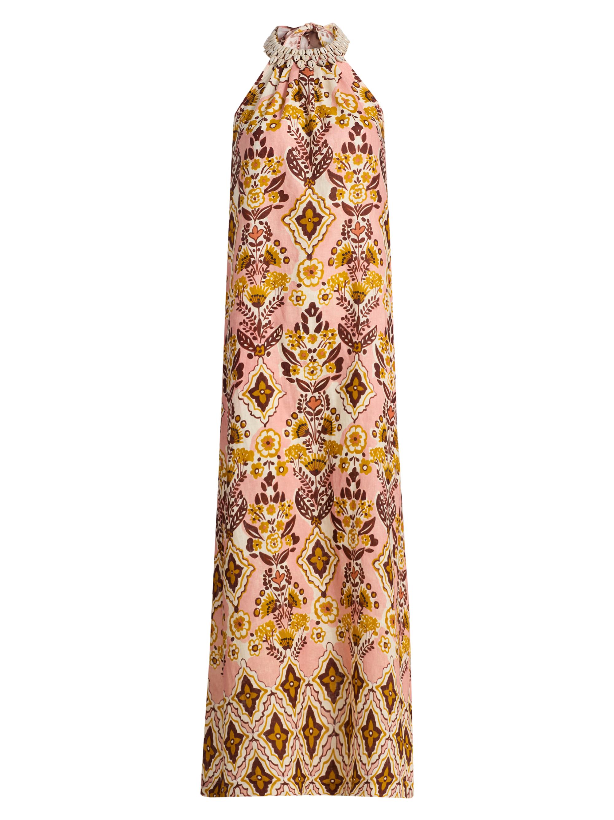 Cara Cara Women's Aimee Cowrie Shell Halter Column Maxi Dress - Adina Blush