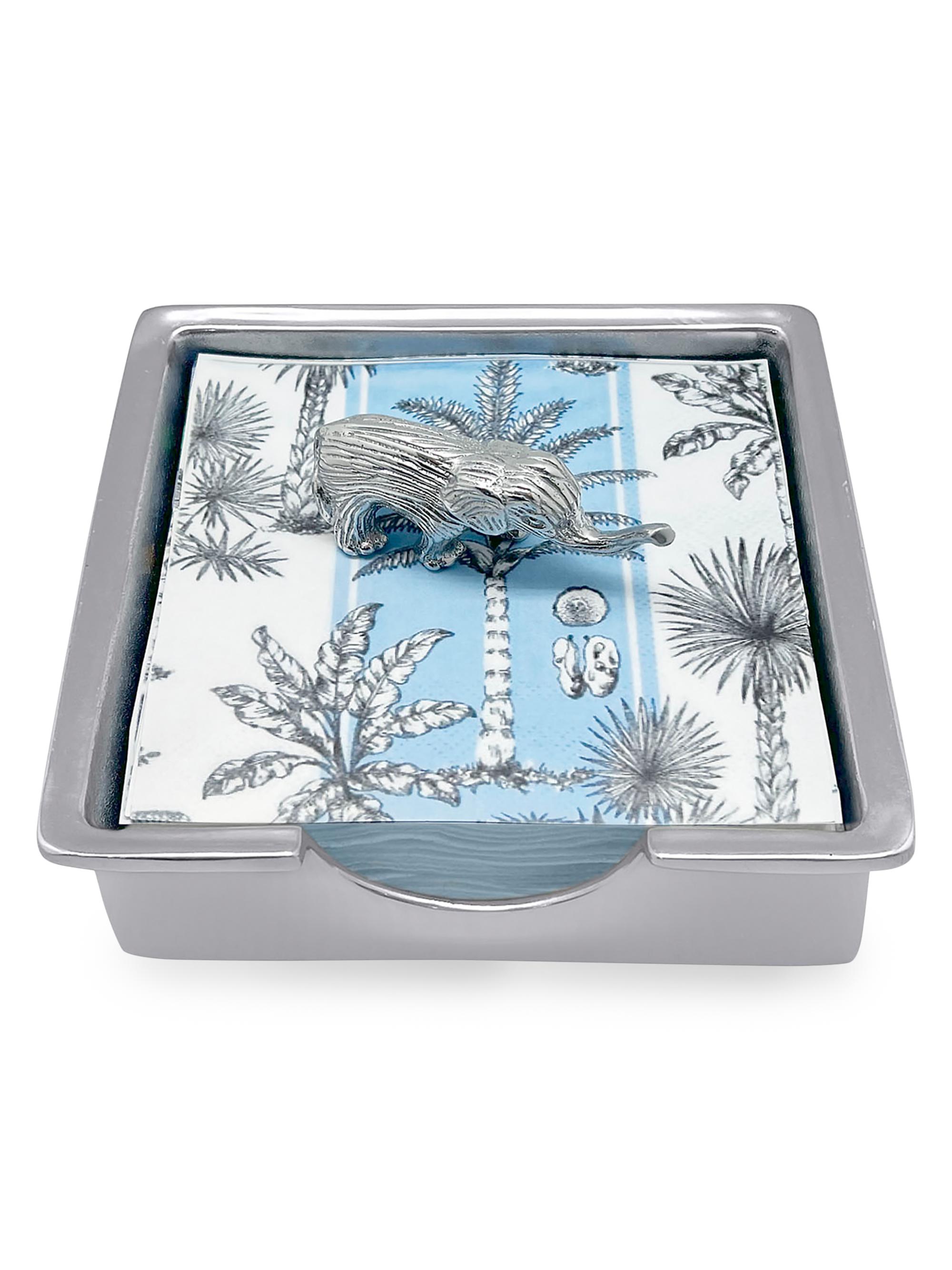 Mariposa Elephant 1656 Signature Napkin Box - Silver