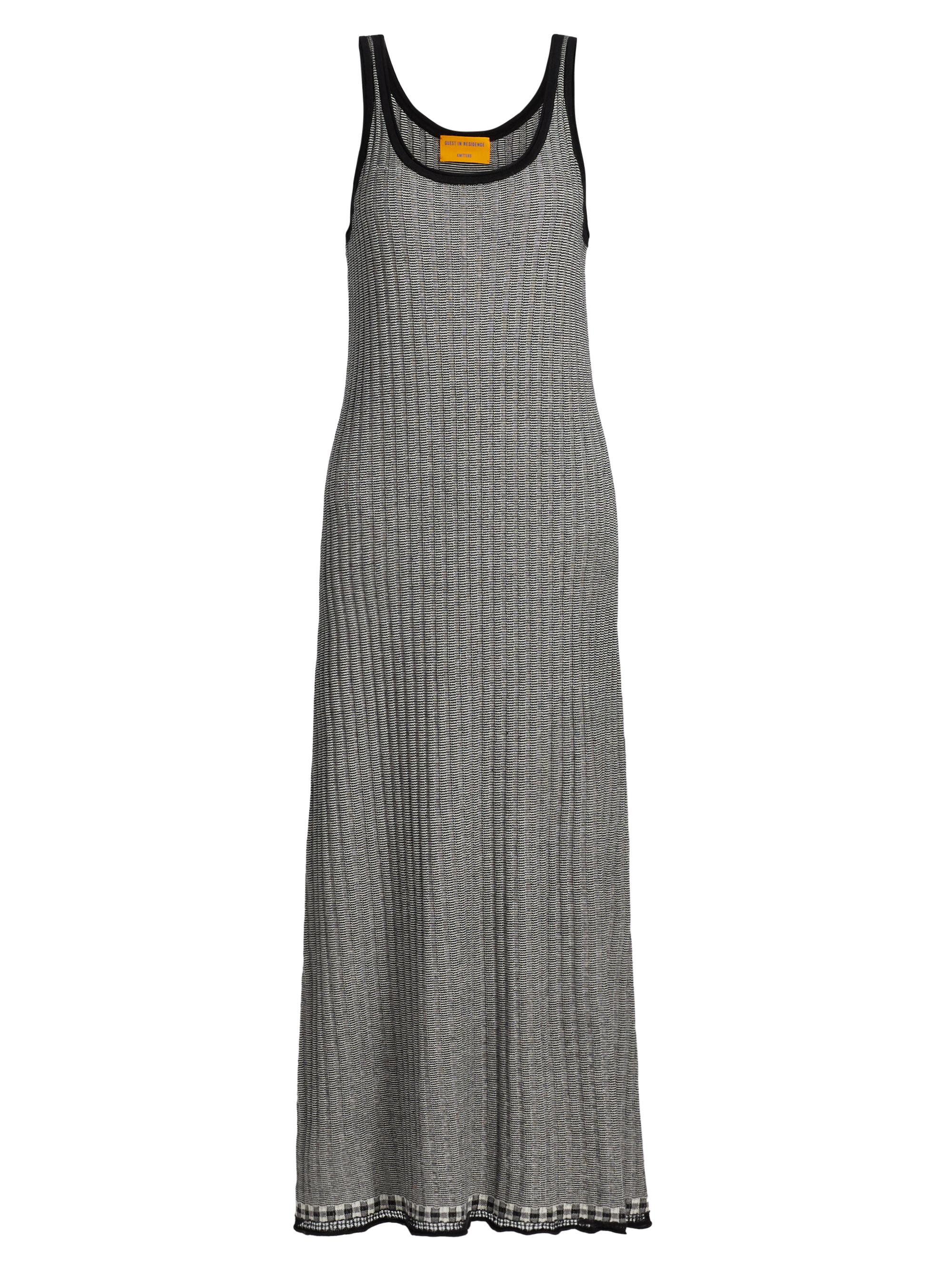 Guest in Residence Women's Fine Striped Silk-Linen Maxi Dress - Black Cream