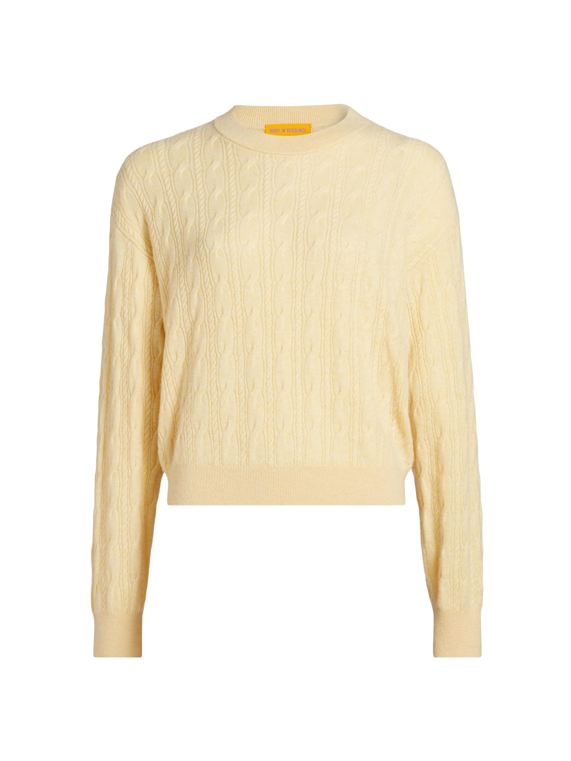 Guest in Residence Women's Cable Collegiate Cashmere Sweater - Butter