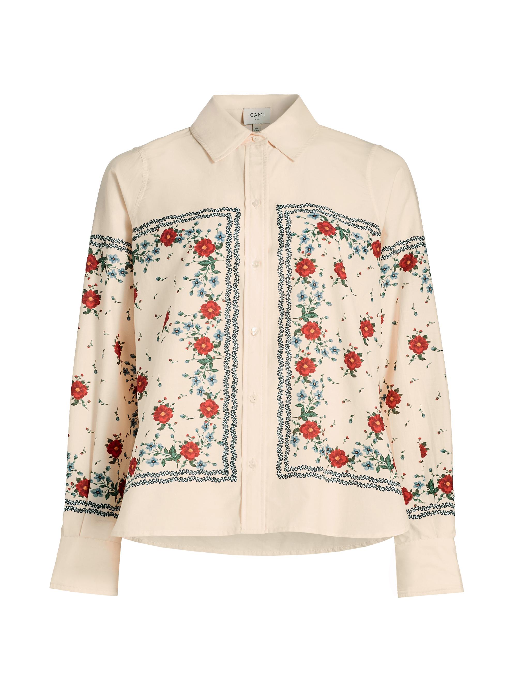Cami NYC Women's Rafella Printed Cotton-Silk Button-Front Blouse - Heirloom Bandana