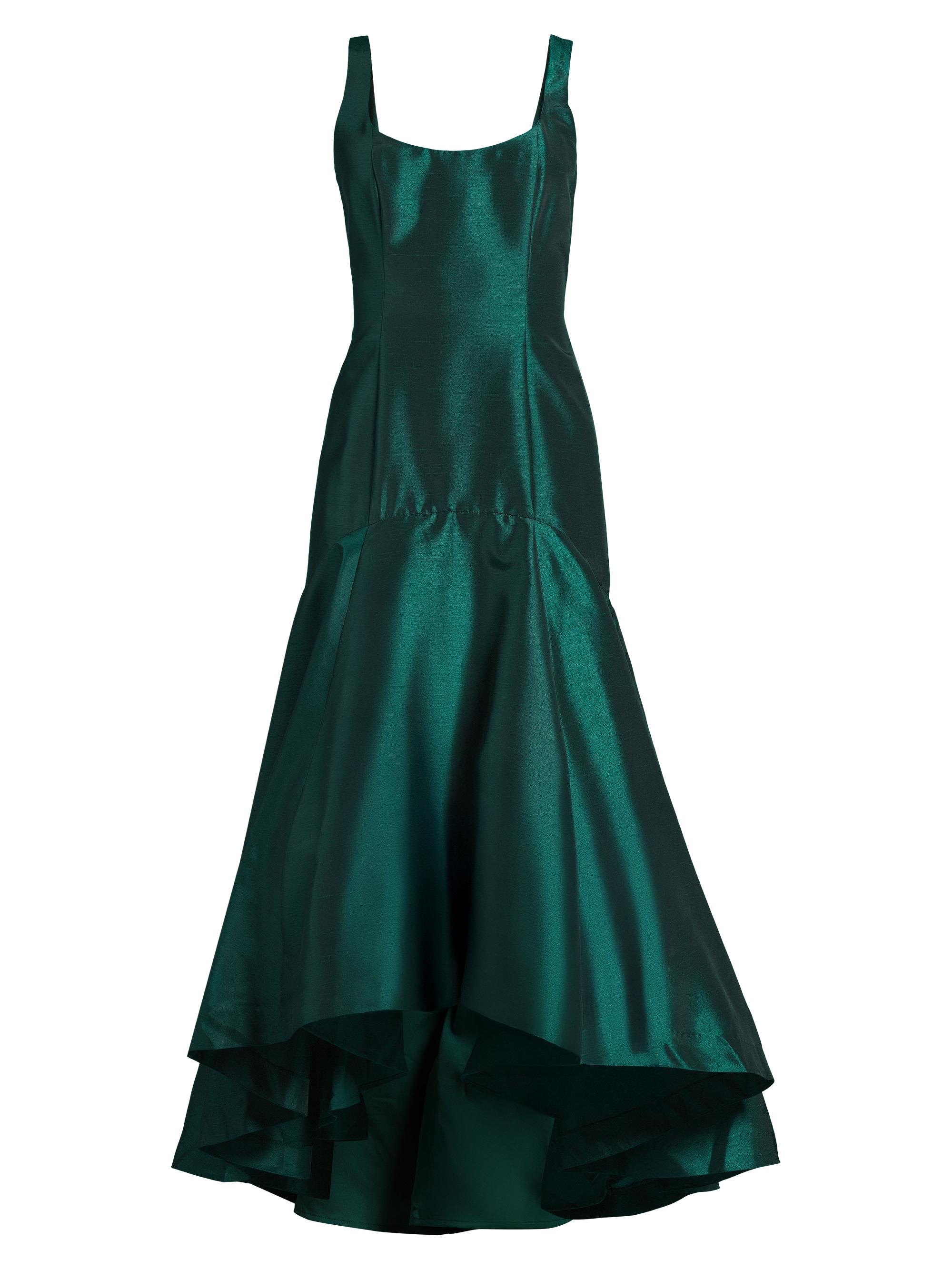 Hutch Women's Alaia Shantung Drop-Waist Gown - Forest