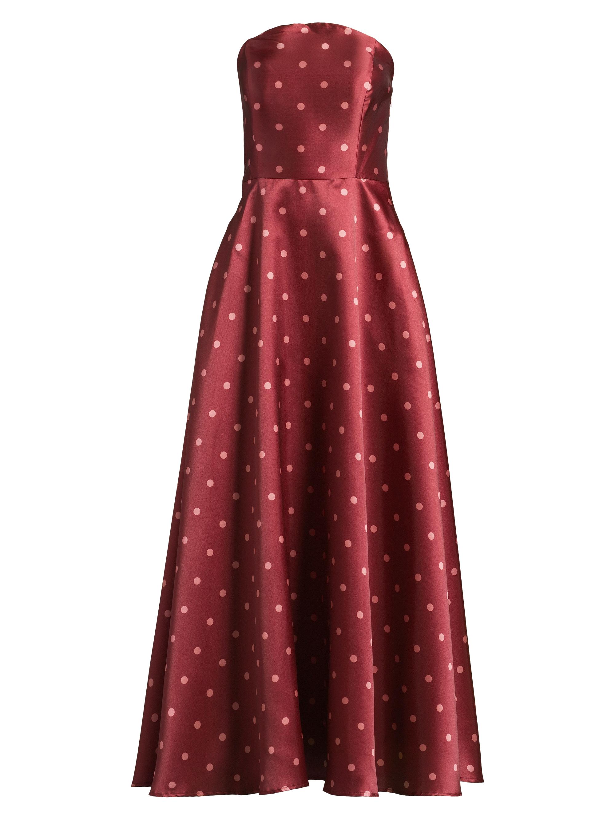 Hutch Women's Victoria Polka Dot Strapless Gown - Pomegranate Polka Dot