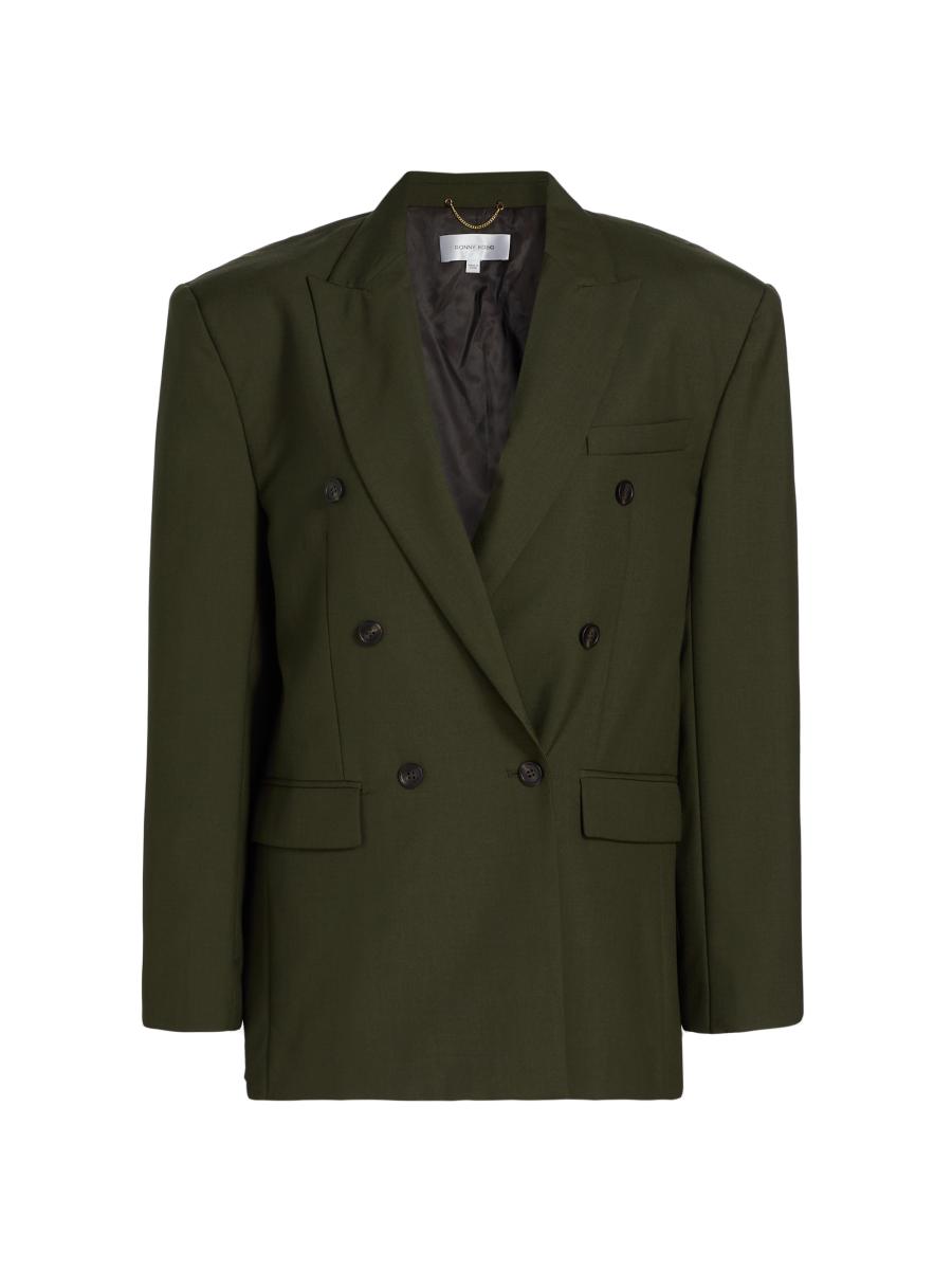 Ronny Kobo Women's 1988 Double-breasted Wool-blend Blazer In Green