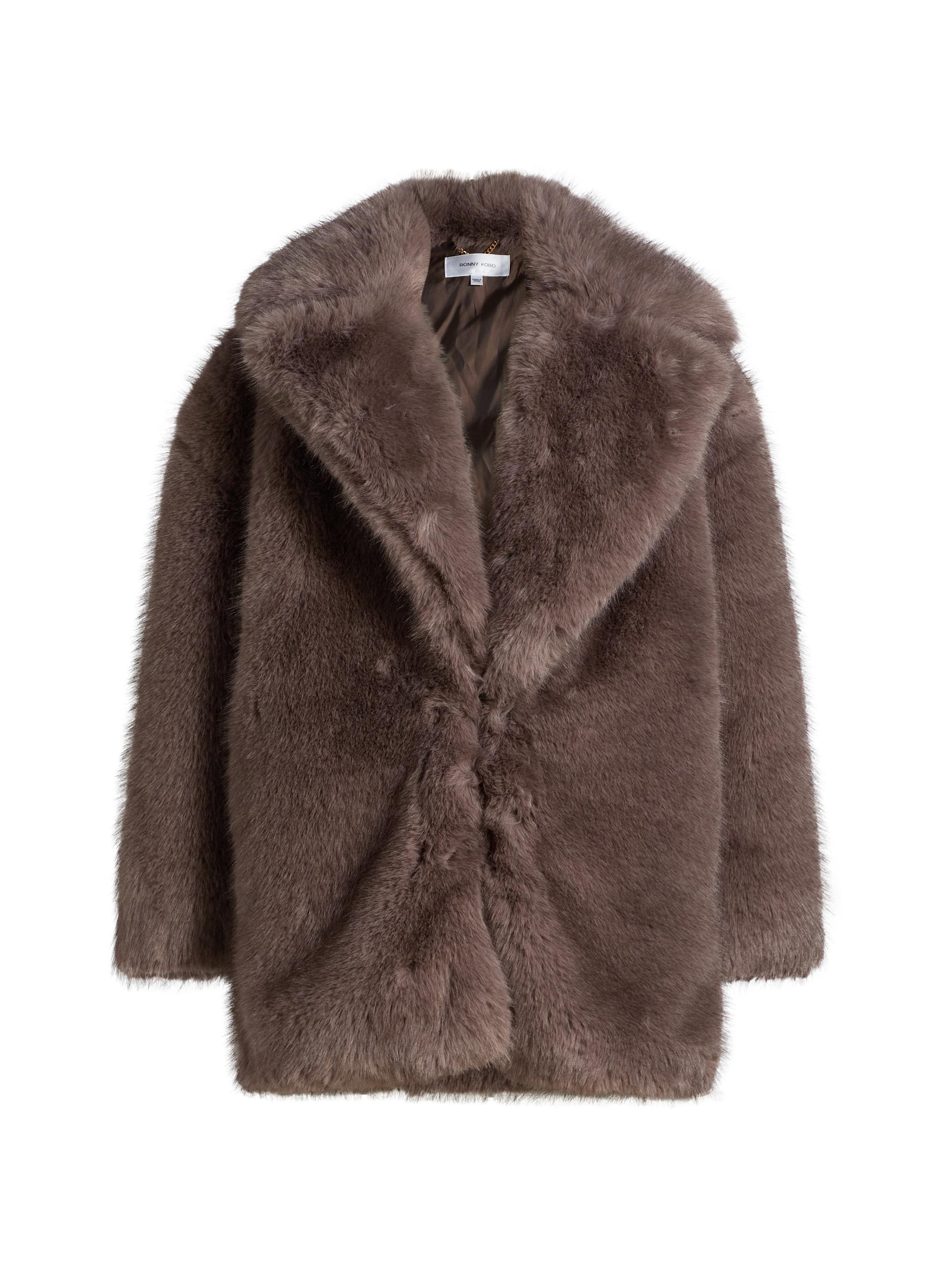 Ronny Kobo Women's Fonzee Faux-Fur Coat - Grey Brown