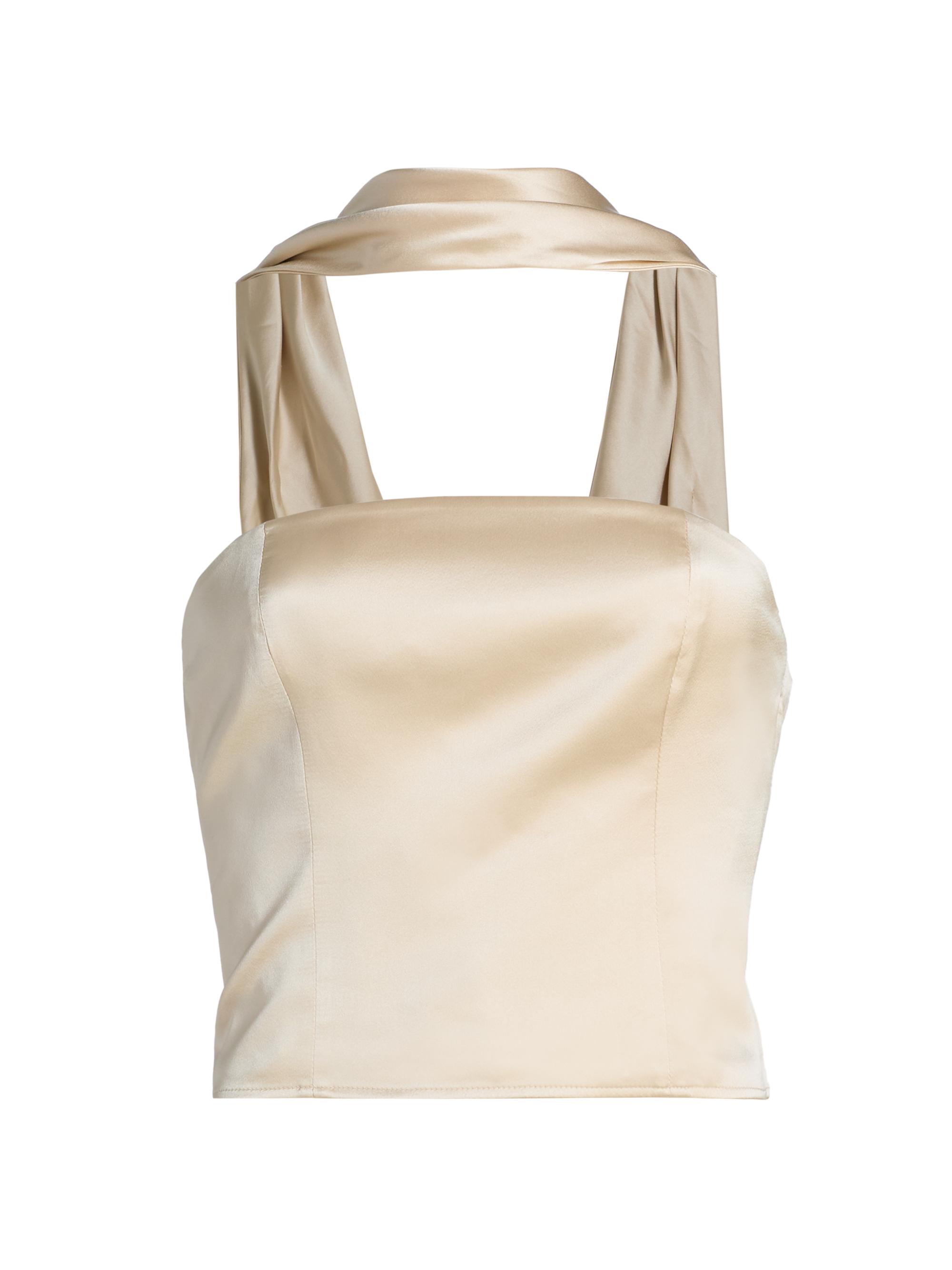 Reformation Women's Sallie Draped Silk Top - Almond