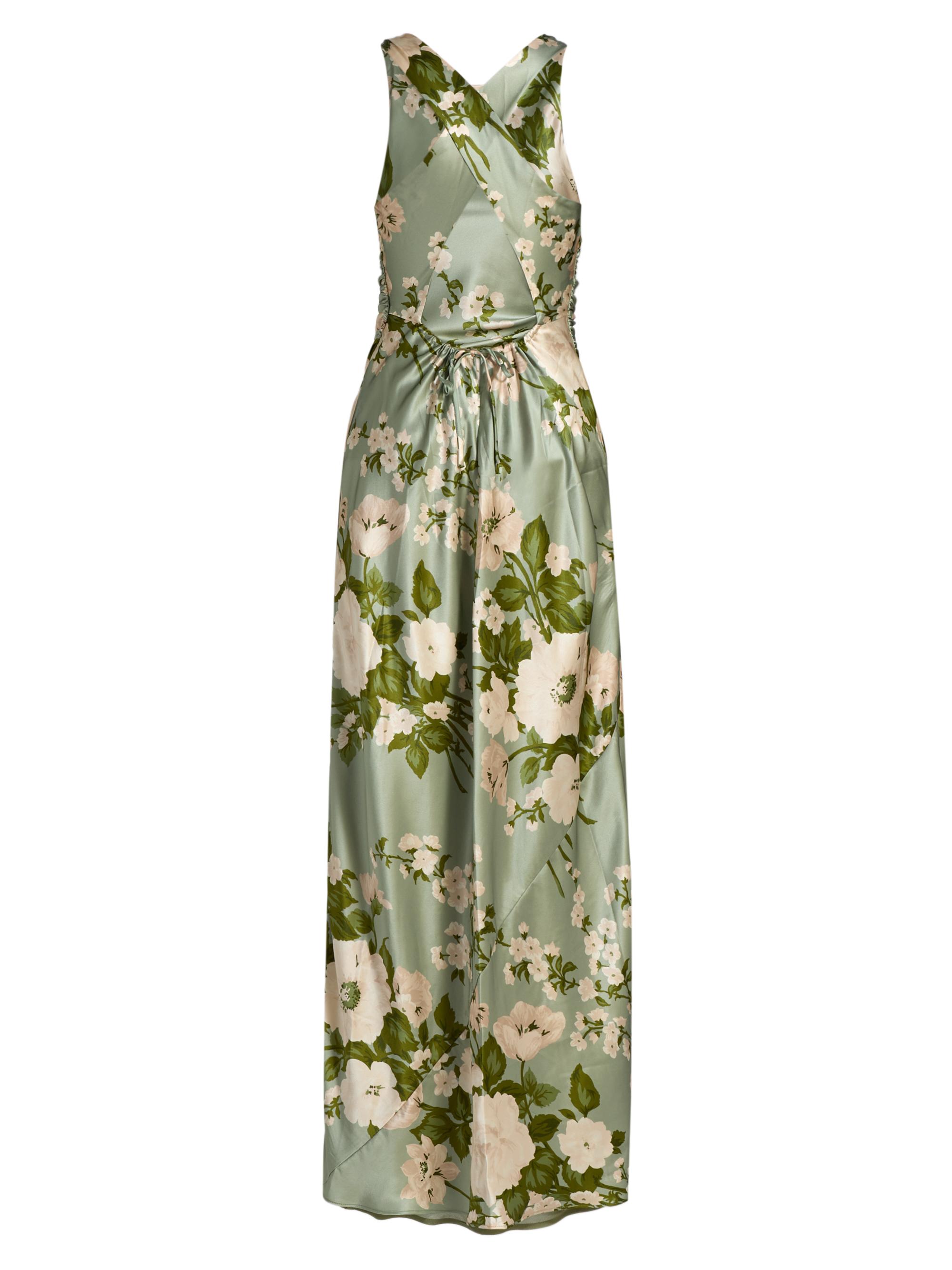 Reformation Women's Anaiis Silk Floral Column Gown - Tarragon
