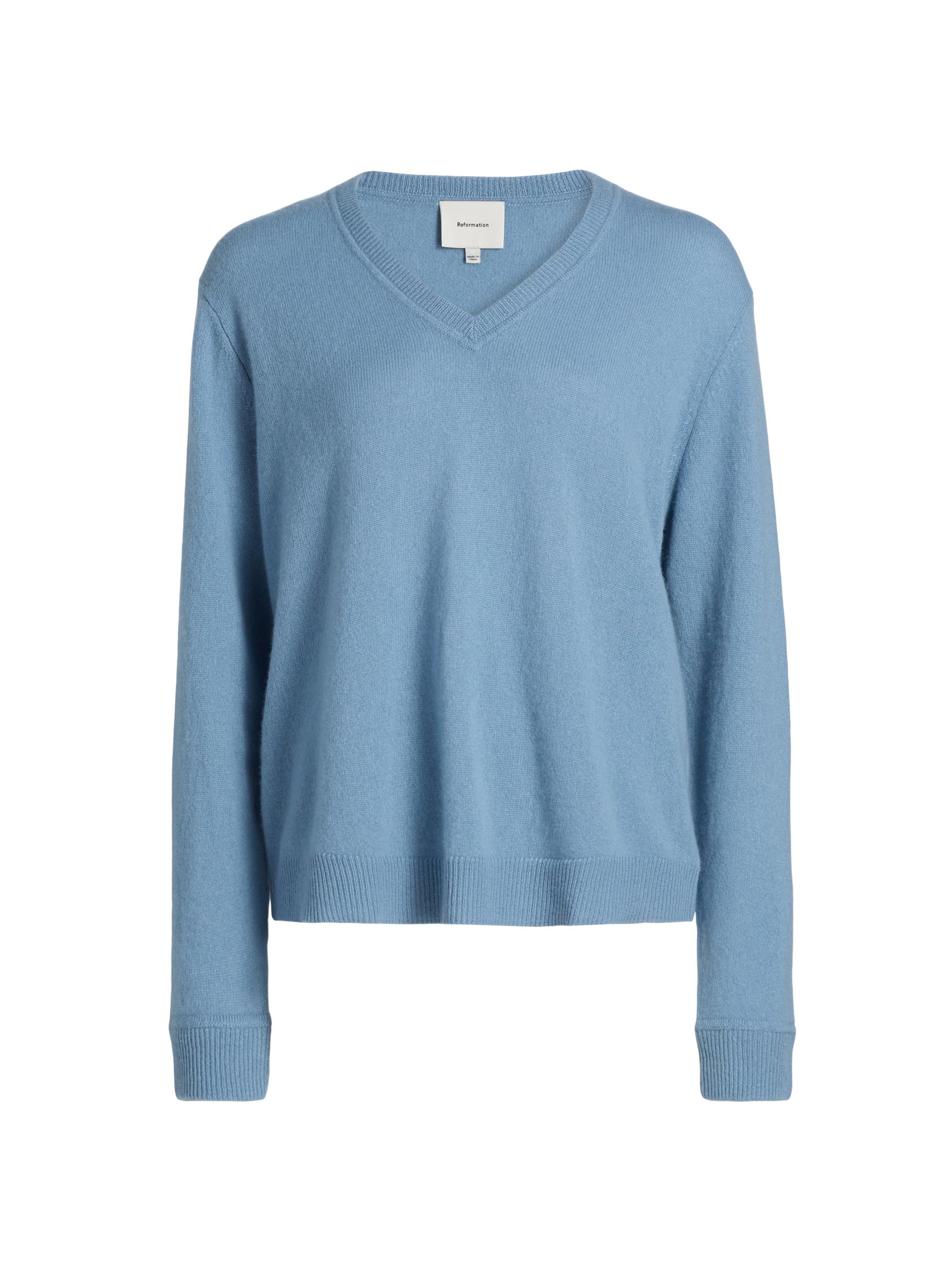 Reformation Women's Remi Cashmere V-Neck Sweater - Blue Bell