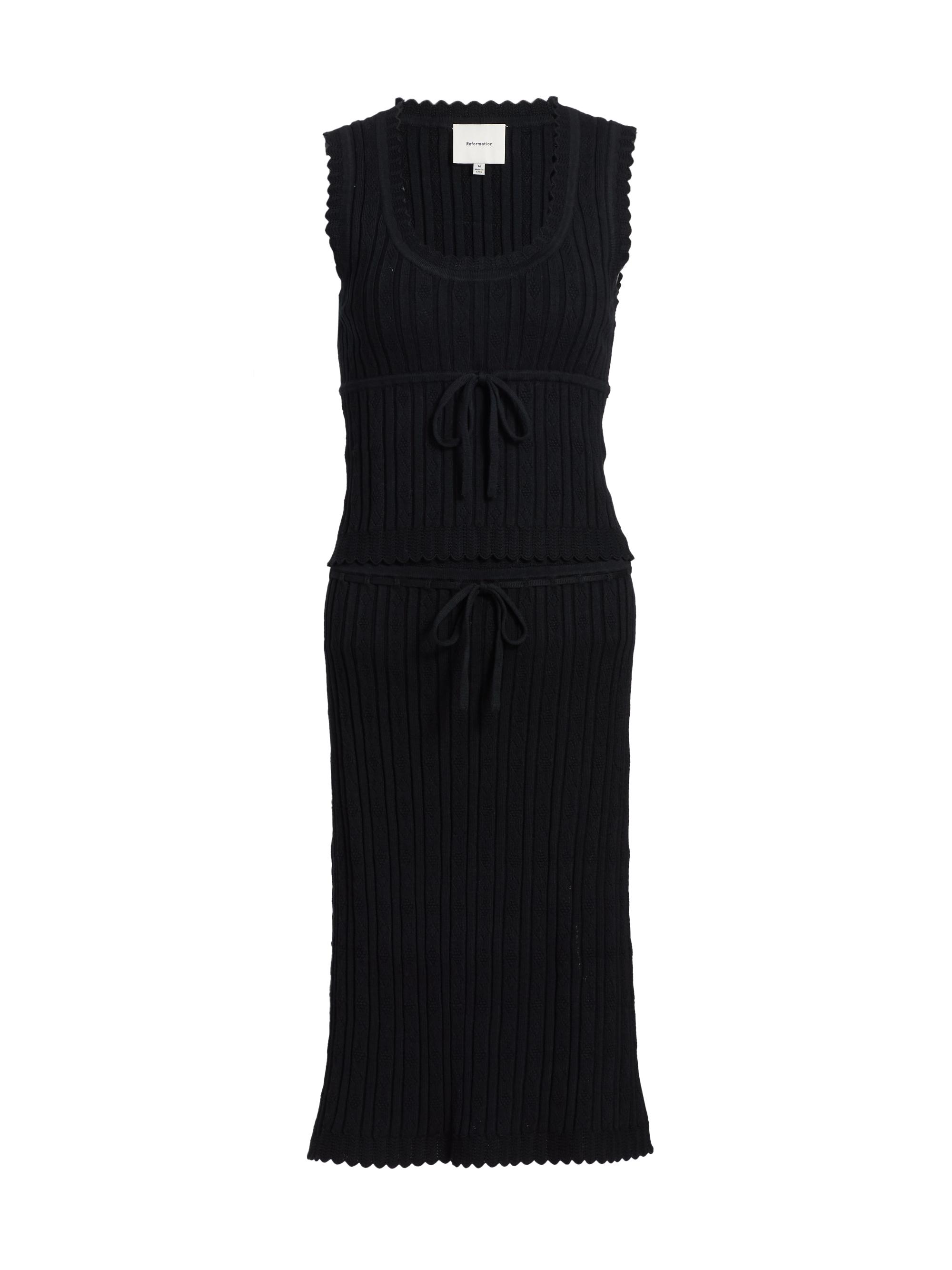 Reformation Women's Erin Cotton Knit Top & Midi-Skirt Set - Black