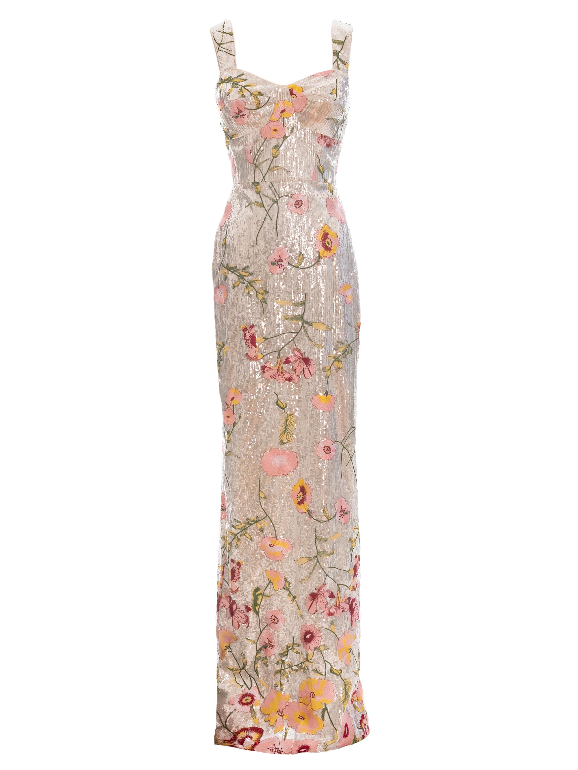 Dress The Population Mirabella Floral Crossover Cut-Out Gown