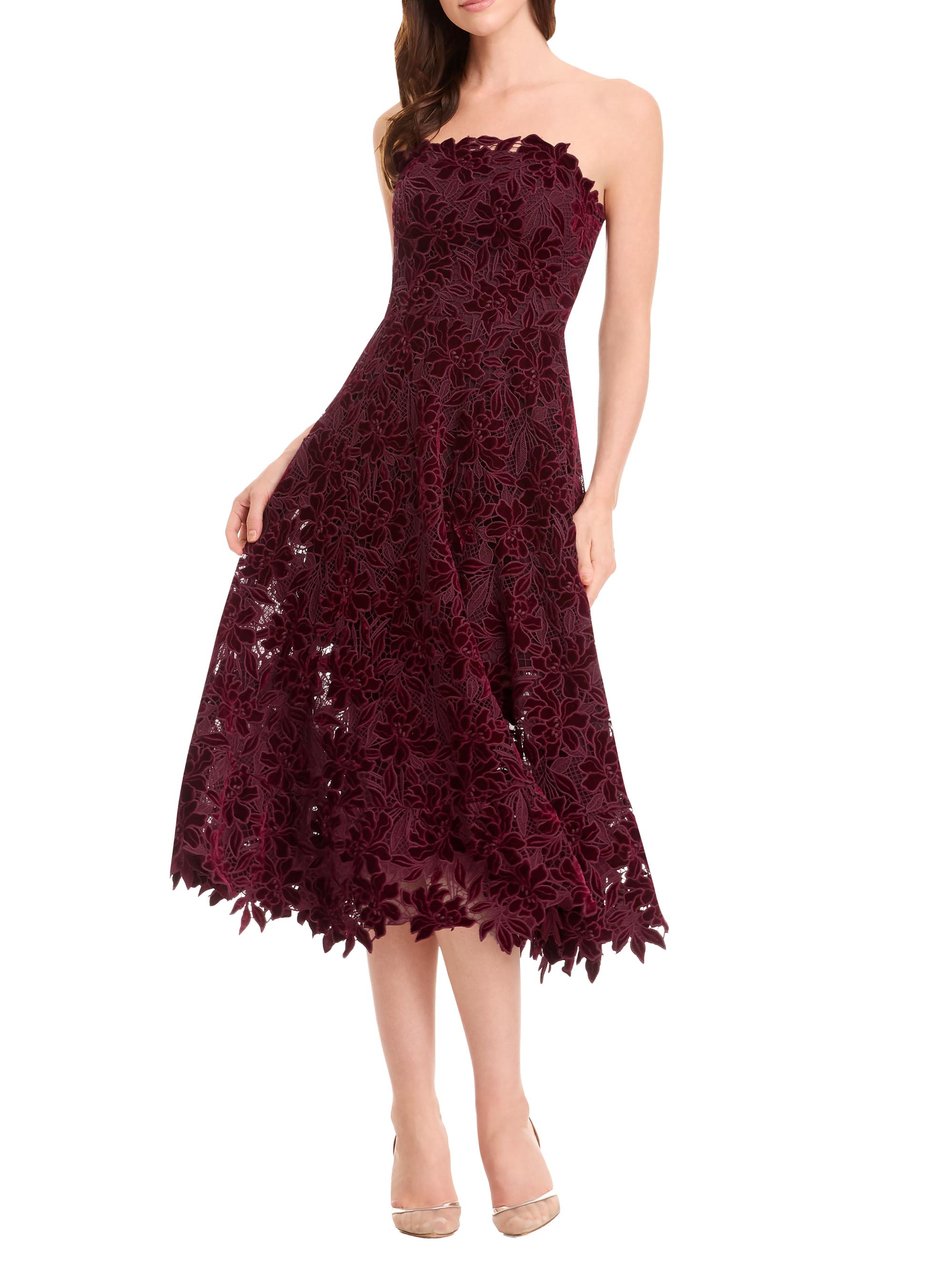 Dress The Population Kailyn Strapless Lace Dress - Oxblood