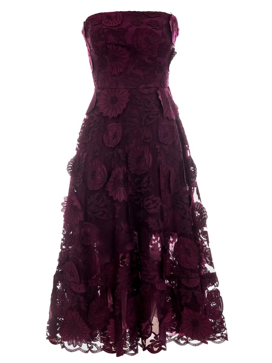 kailyn floral appliqu strapless cocktail dress Dress The Population Kailyn Dress White / Multi / Large