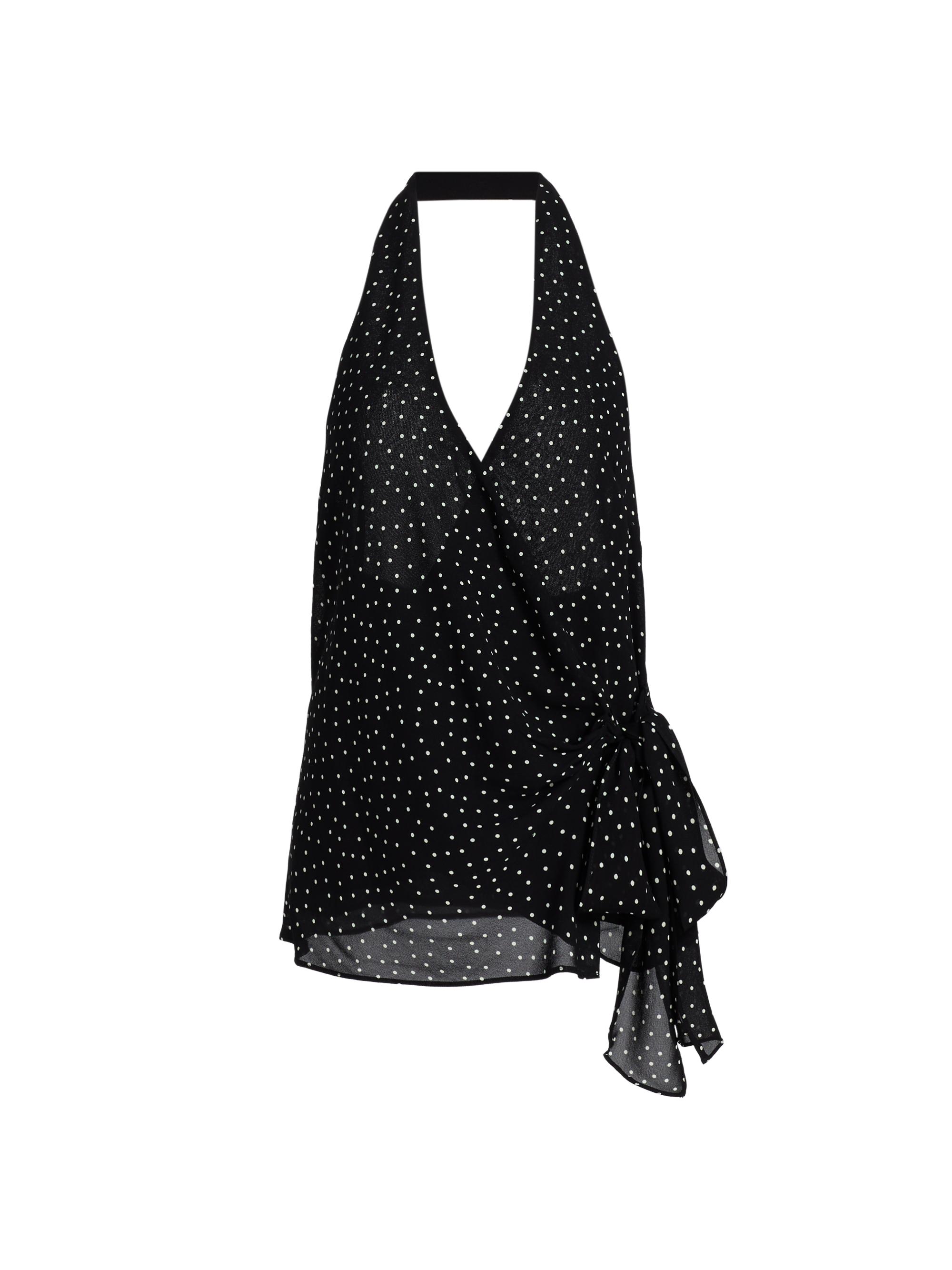 Reformation Women's Nila Polka Dot Side-Tie Halterneck Top - Selene