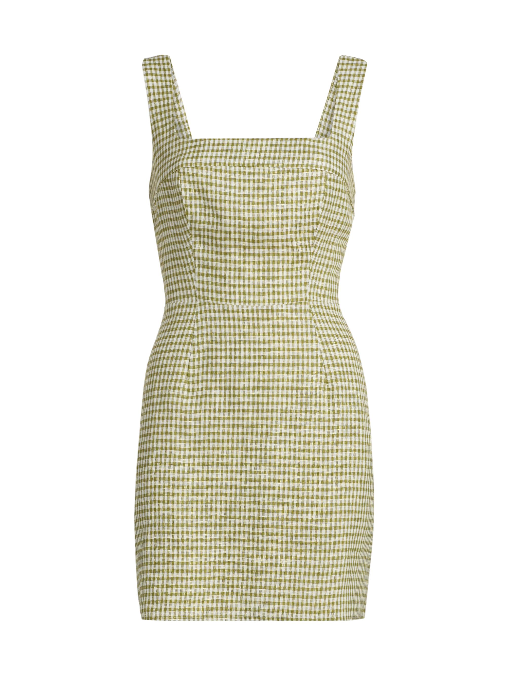 Reformation Women's Celosia Gingham Linen Minidress - Avocado Check