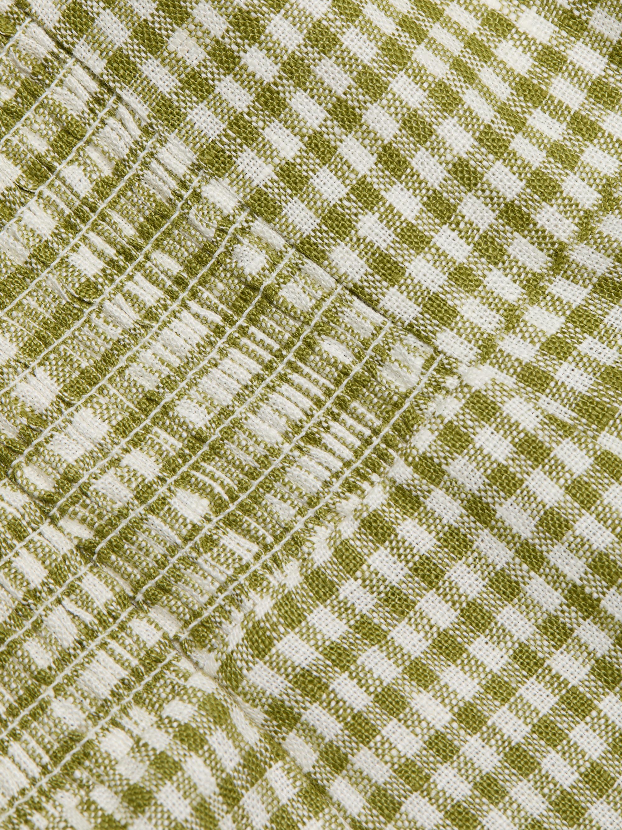 REFORMATION Women's Celosia Linen Mini Dress In Gingham, Avocado Check, 6