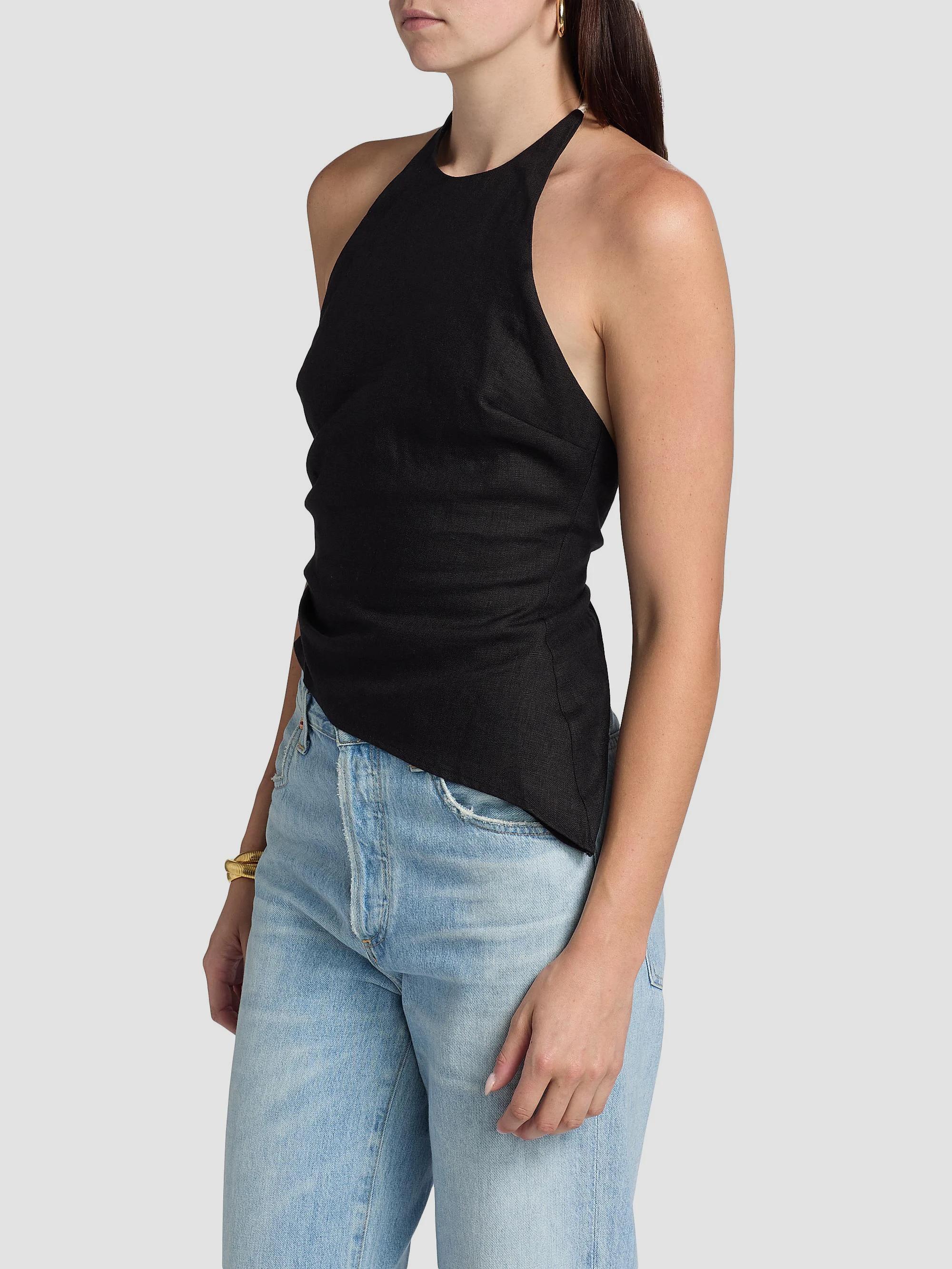 Reformation Reese Linen Asymmetric Halter Top | Saks Fifth Avenue