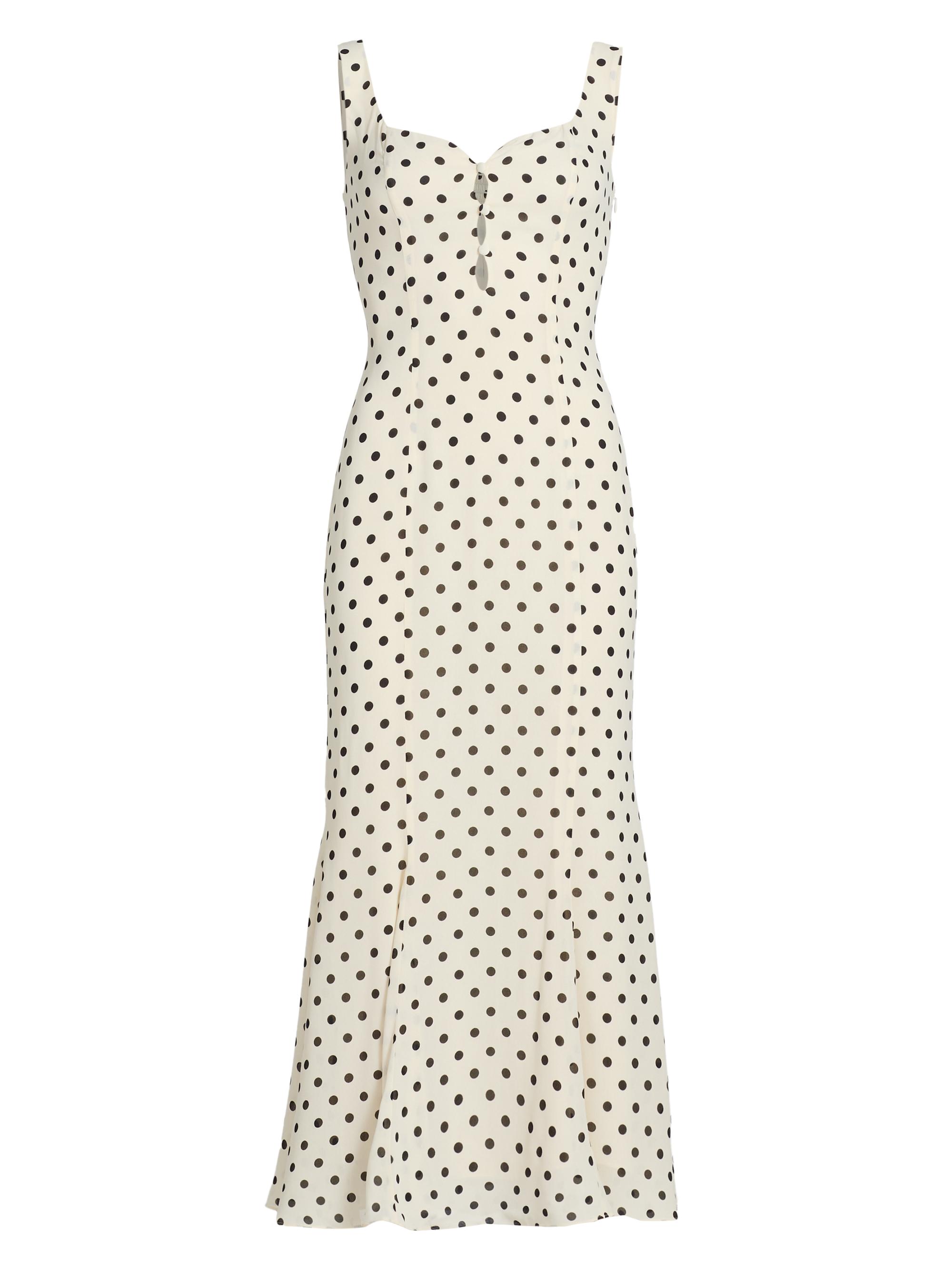 Reformation Women's Laine Polka Dot Midi-Dress - Portofino