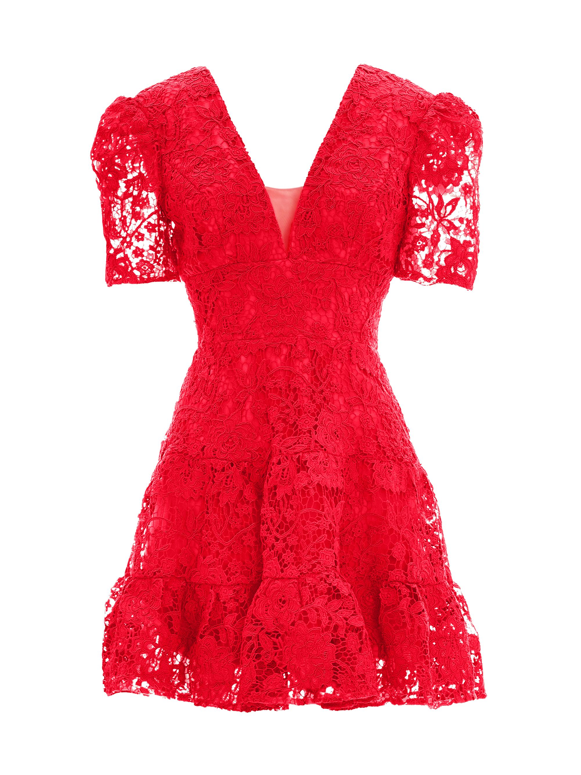 strapless open back dress Red Lace Aurora pencil dress with removable skirt wrap – heartmycloset main image 1