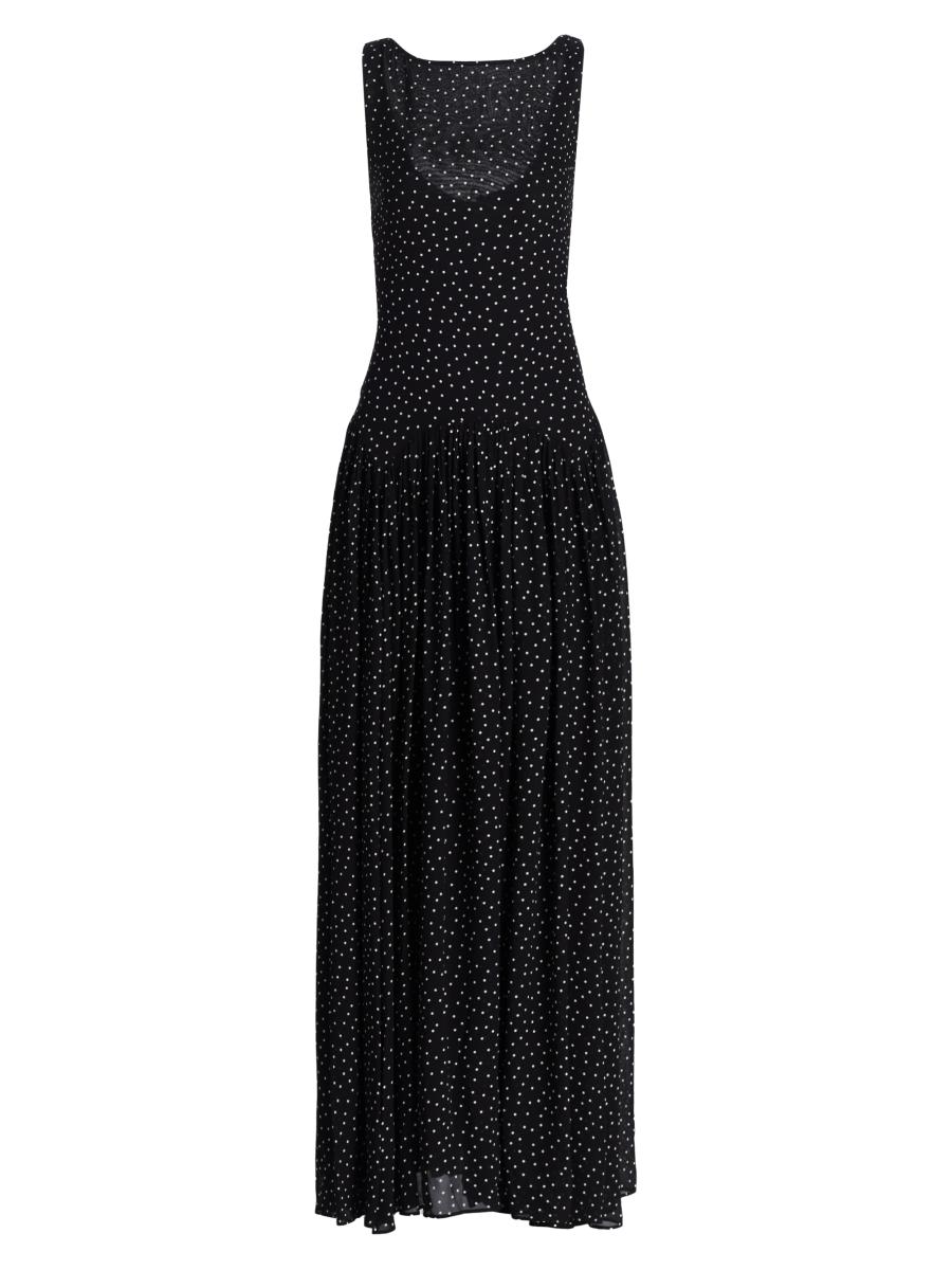 Reformation Women's Camella Polka Dot Drop-waist Maxi Dress In Gray