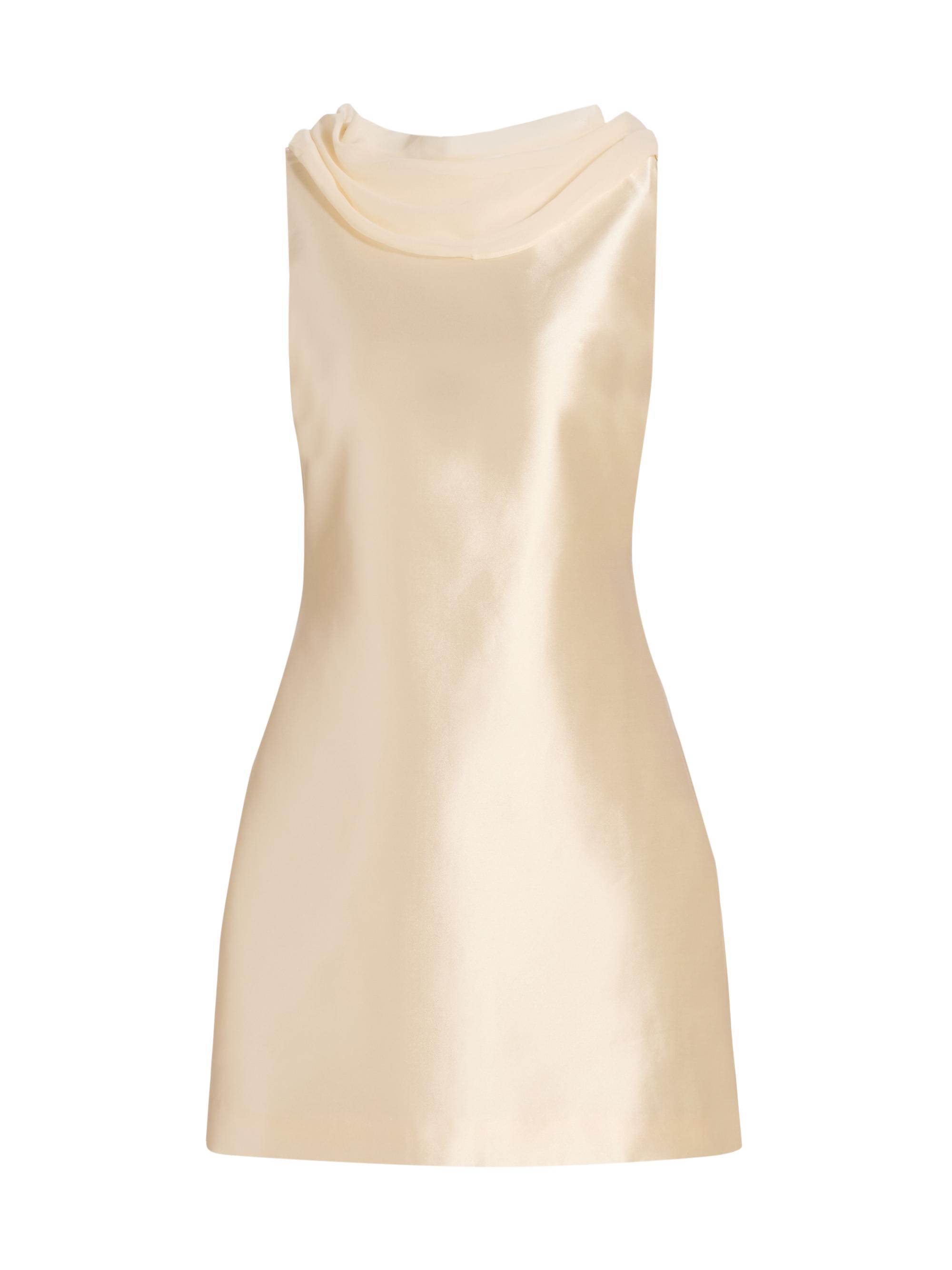 Reformation Women's Ecru Metallic Cowl Minidress - Butter