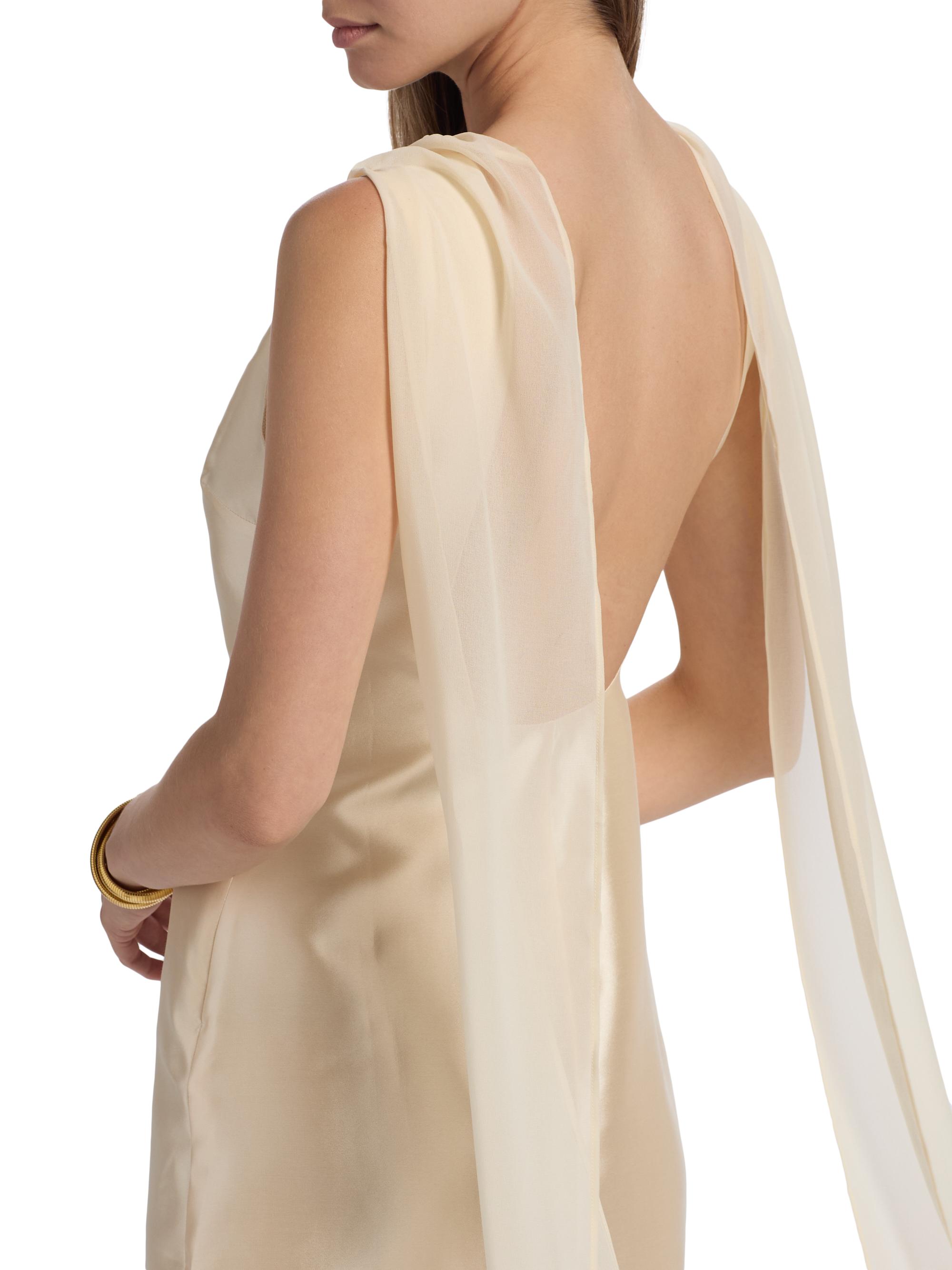 Reformation Ecru Metallic Cowl Minidress | Saks Fifth Avenue