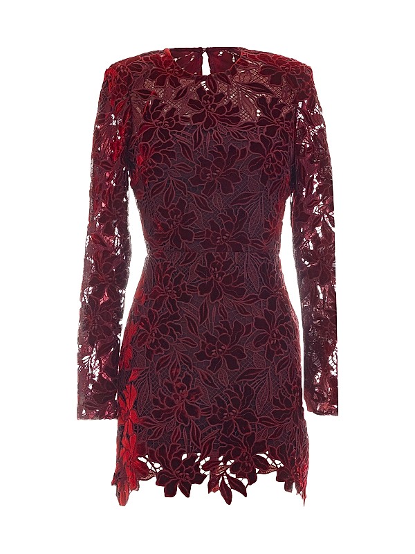 dress the population red dress Sadie L / BURGUNDY-BLACK hugging ensemble Dress The Population Stassi Lace