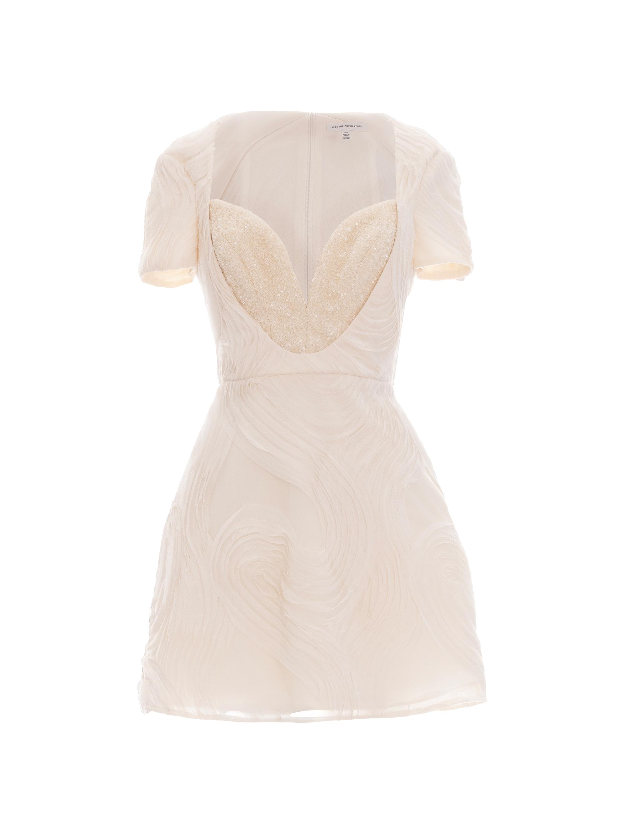 open lace back dress Monique Lhuillier Sequined Pearly Strapless Structured Mini Dress, Noir, Women's, 8, Cocktail & Party Wedding Guest Dresses Strapless Dresses