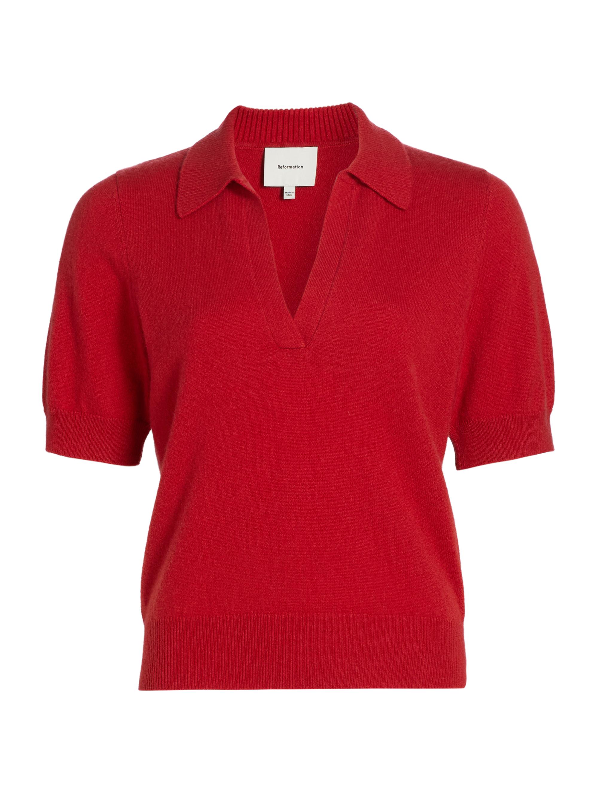 Reformation Women's Louise Cashmere Polo Sweater - Sundried Tomato