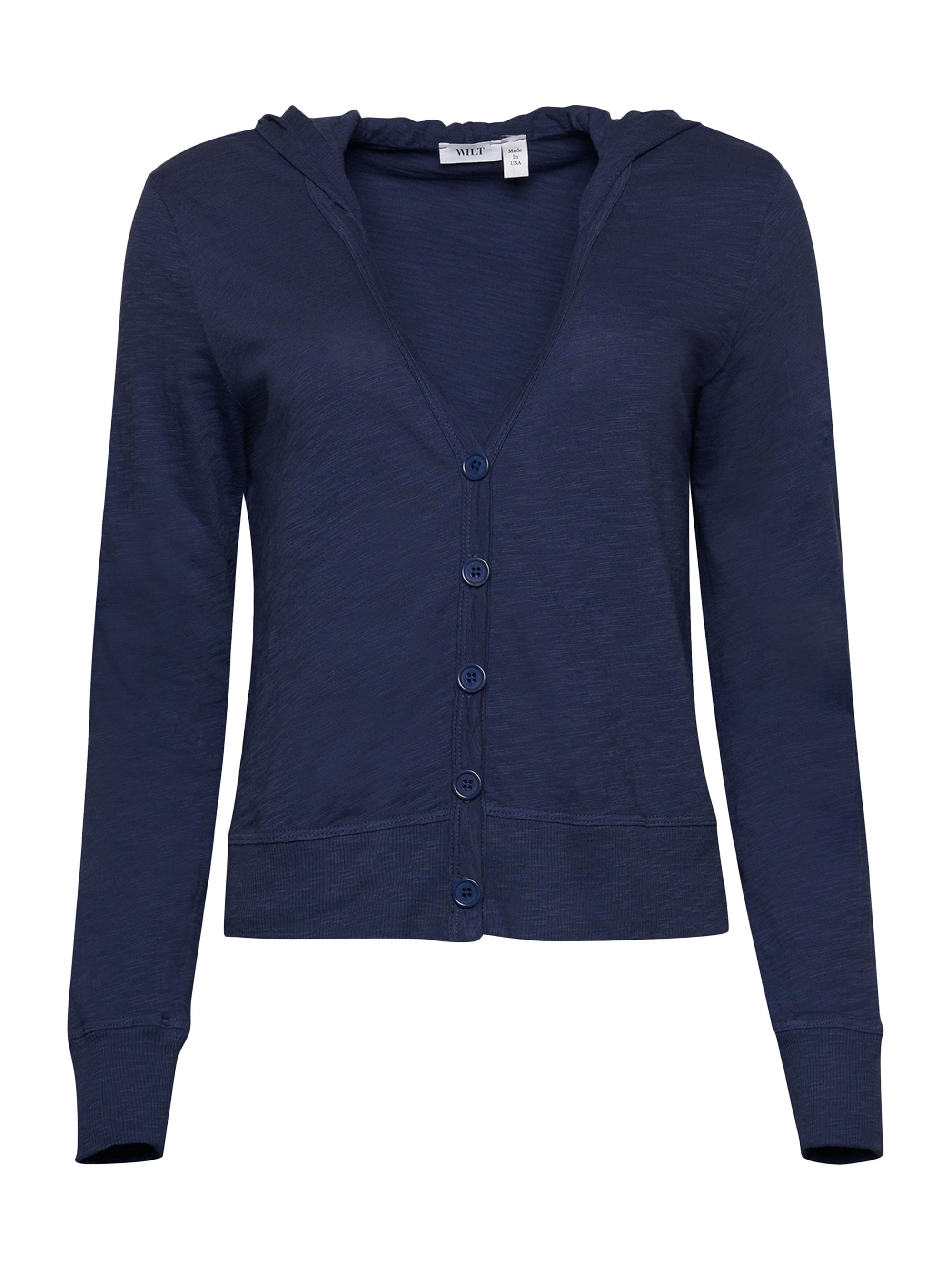 Wilt Women's Long-Sleeve Cotton Slub Cardigan Hoodie Tee - Midnight