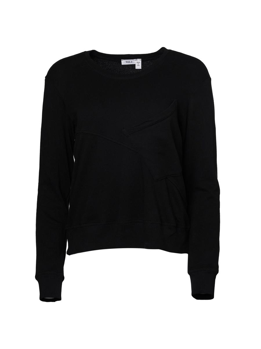 Wilt Women's Long-sleeve Seamed Pocket Sweatshirt In Black