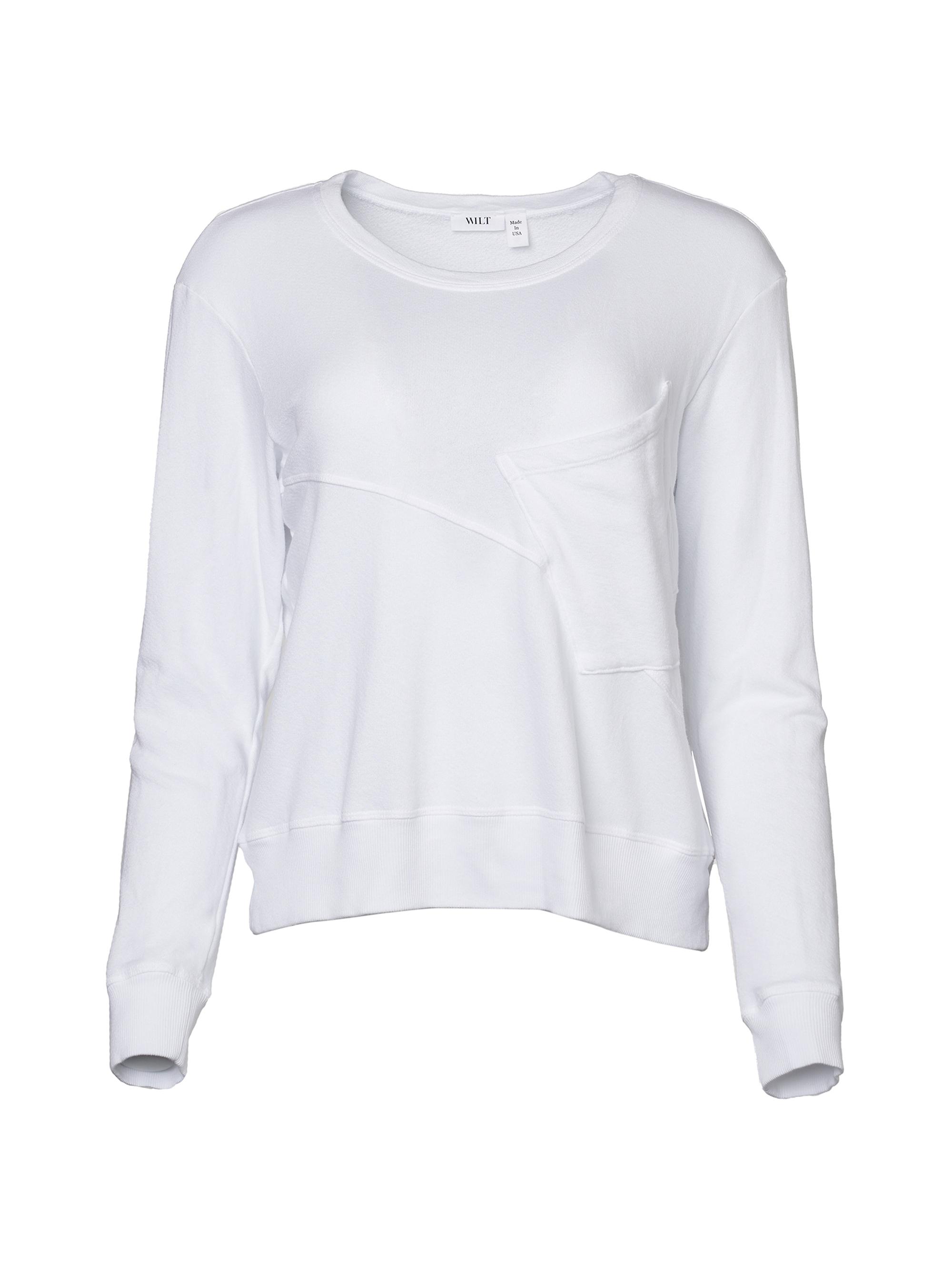 Wilt Women's Long-Sleeve Seamed Pocket Sweatshirt - White