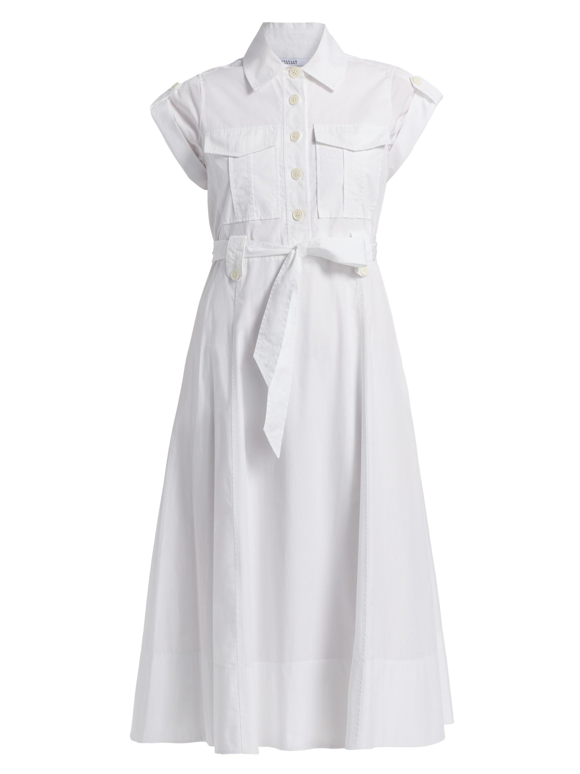 Derek Lam 10 Crosby Women's Kayla Belted Cotton Midi-Dress - White | Thumbnail 8